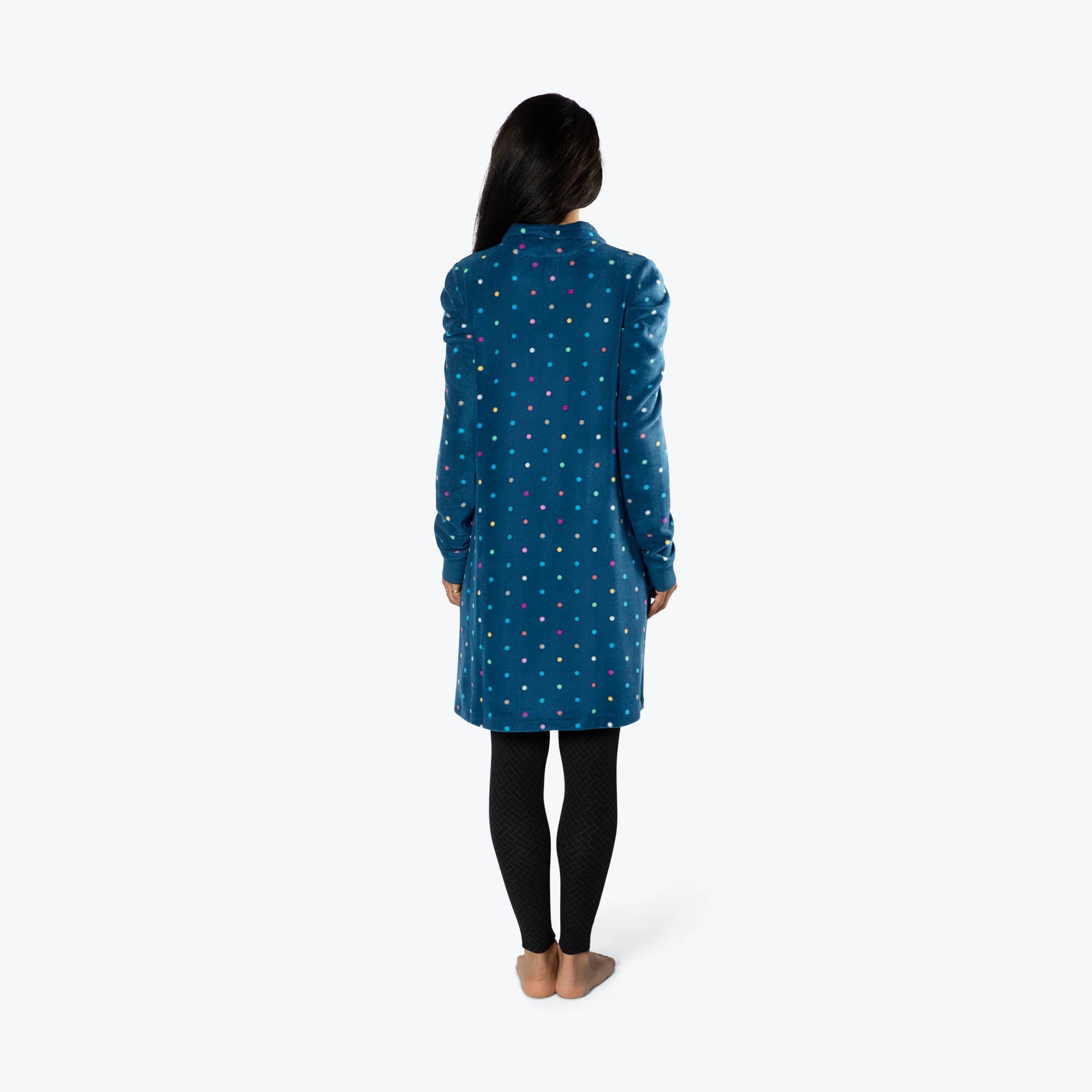 Via Stretch Fleece Tunic - MULTI DOTS NAVY - ViaStretchFleece_MultiDots_S_02
