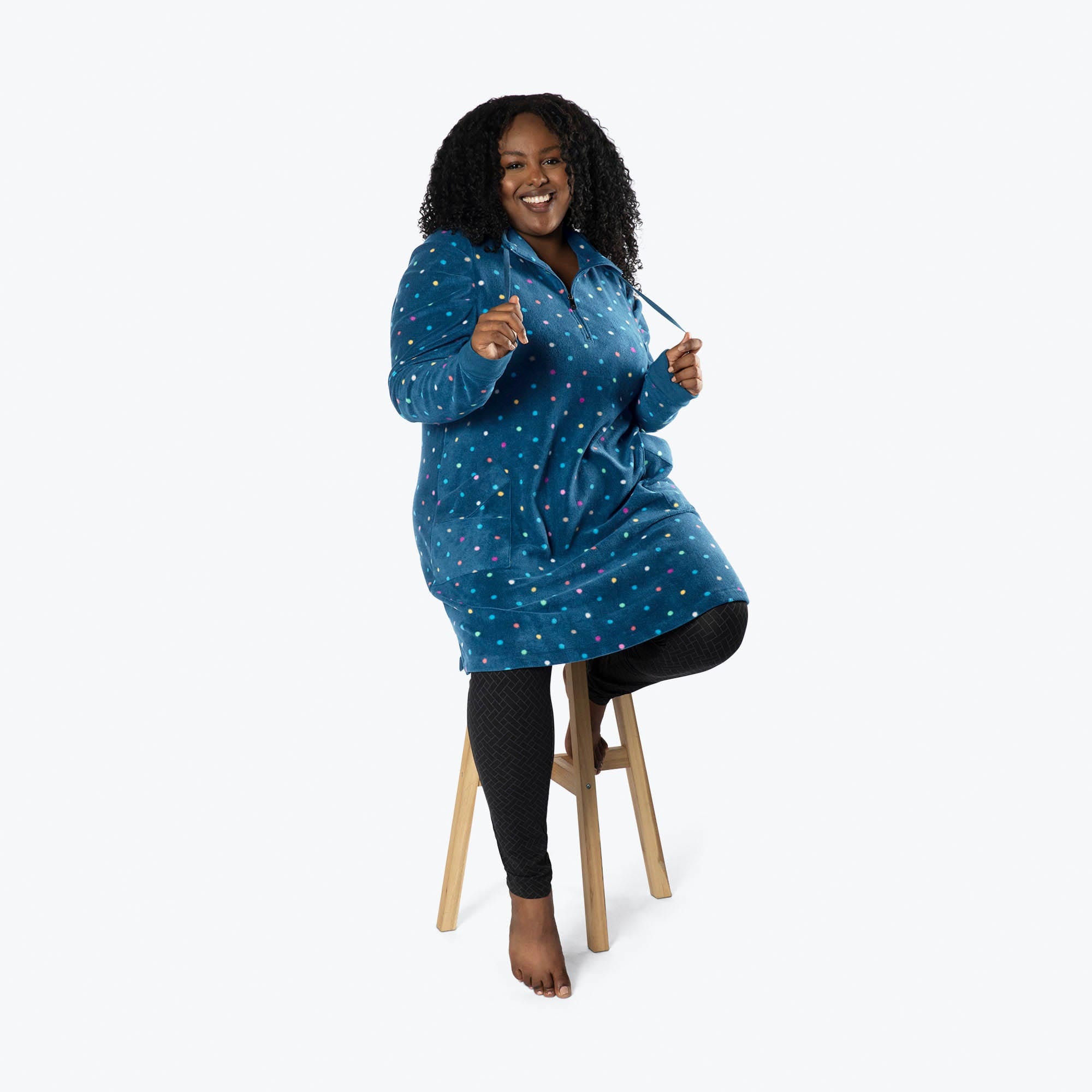 Via Stretch Fleece Tunic - MULTI DOTS NAVY - ViaStretchFleece_MultiDots_XL_05