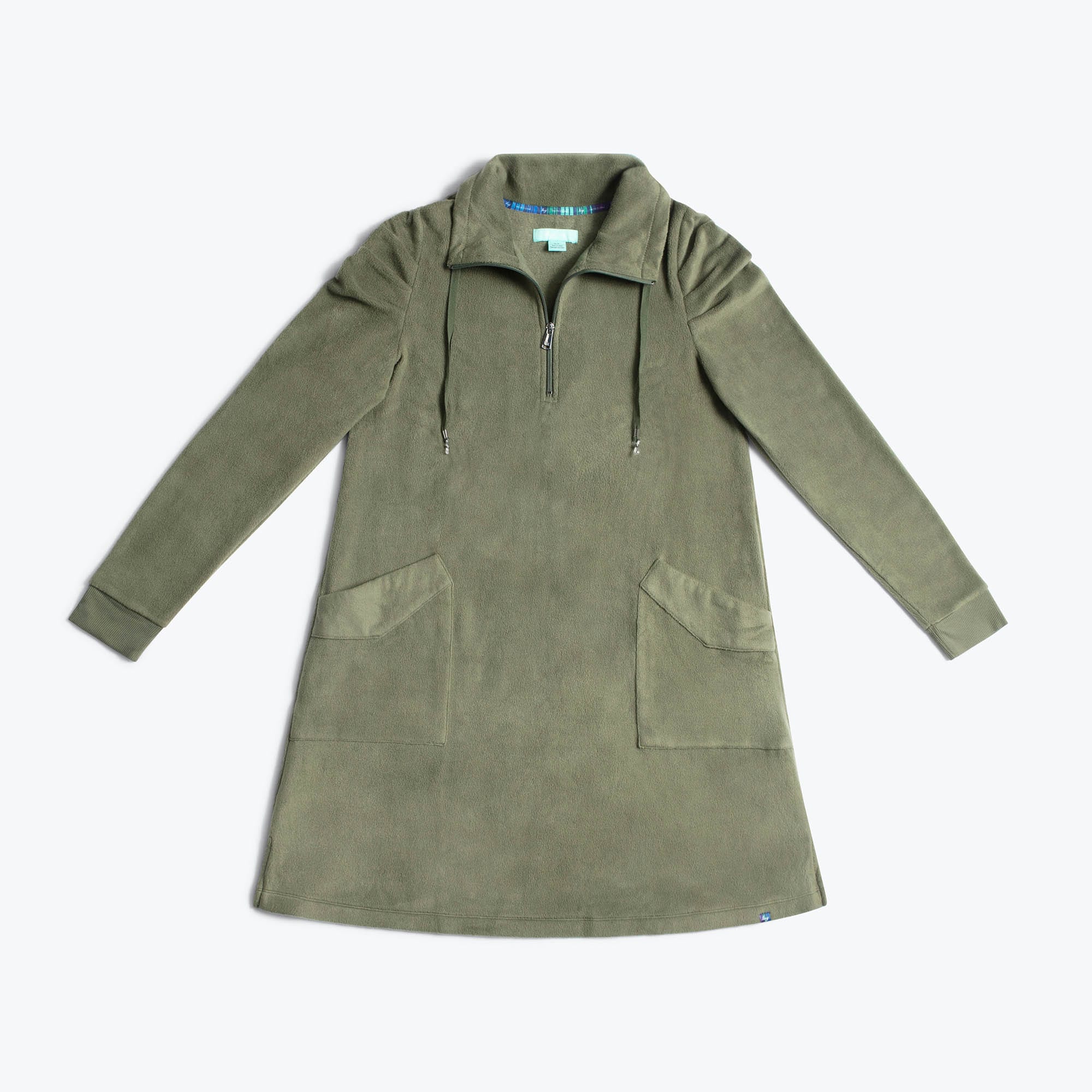 Via Stretch Fleece Tunic - OLIVE GREEN - ViaStretchFleece_OliveGreen_06_Flatlay
