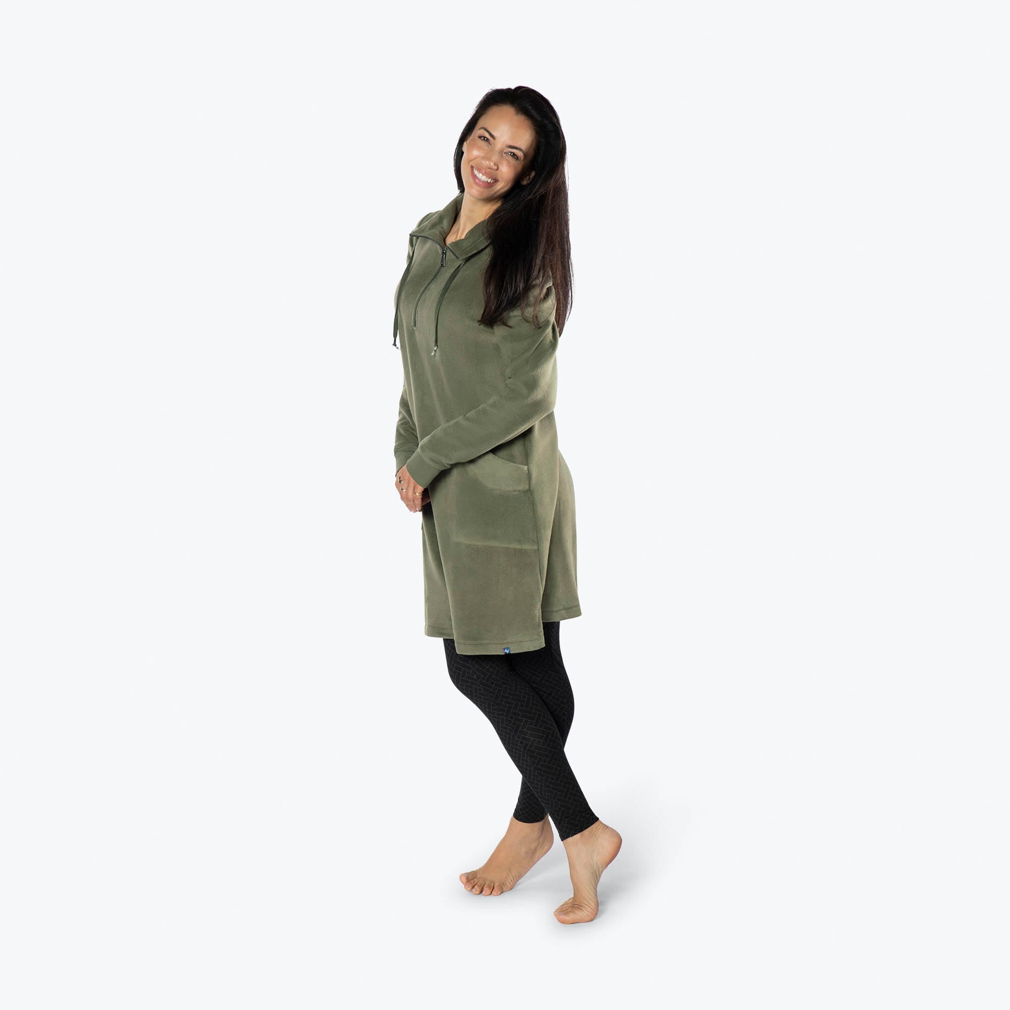 Via Stretch Fleece Tunic - OLIVE GREEN - ViaStretchFleece_OliveGreen_S_01