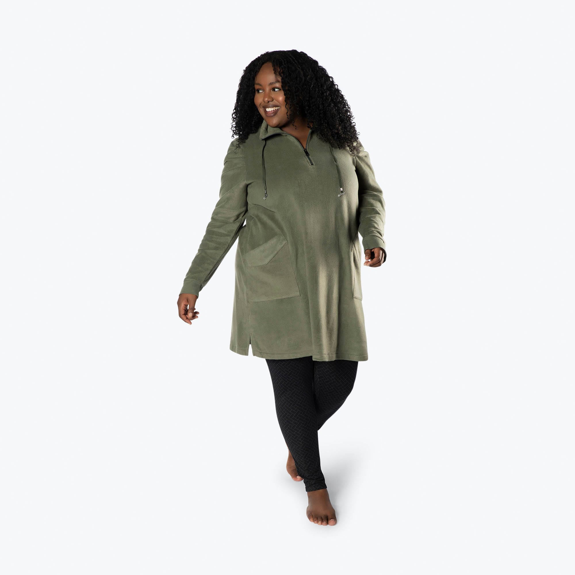 Via Stretch Fleece Tunic - OLIVE GREEN - ViaStretchFleece_OliveGreen_XL_01