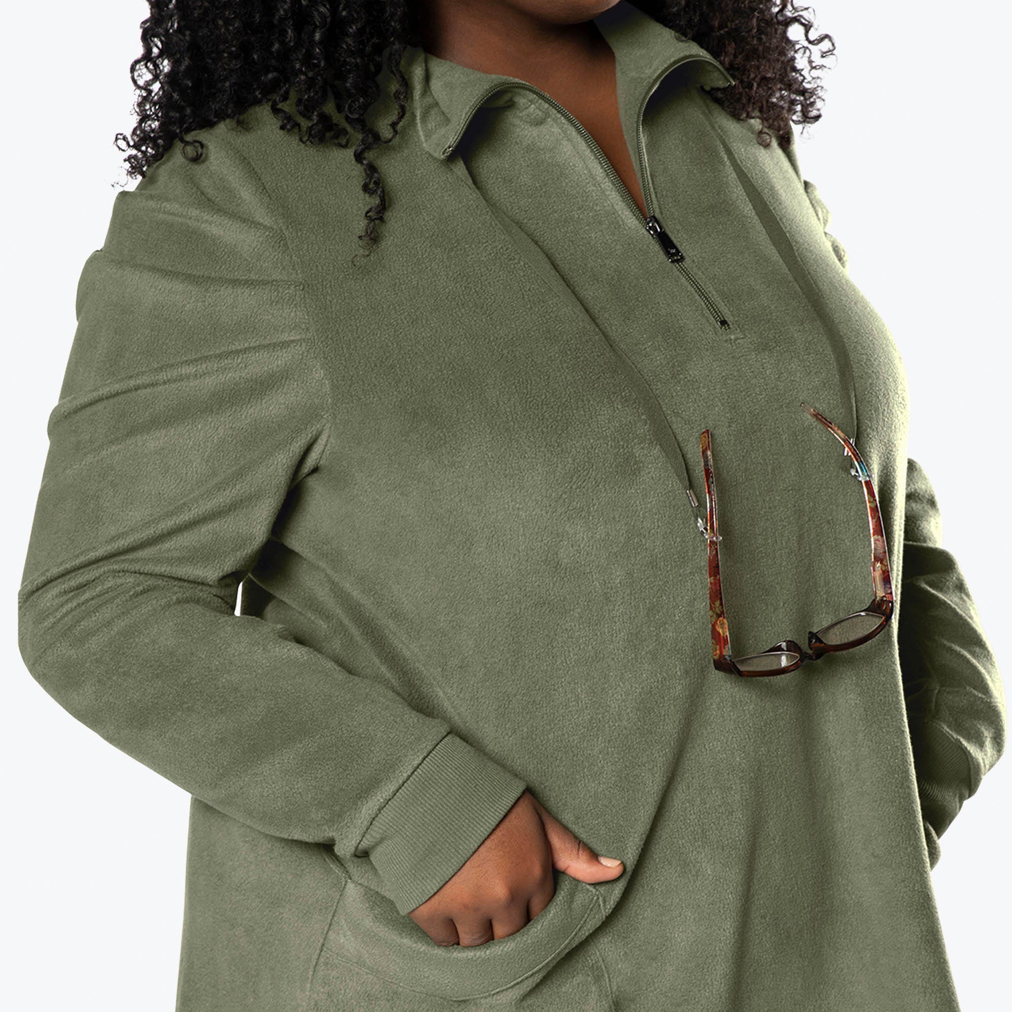 Via Stretch Fleece Tunic - OLIVE GREEN - ViaStretchFleece_OliveGreen_XL_04