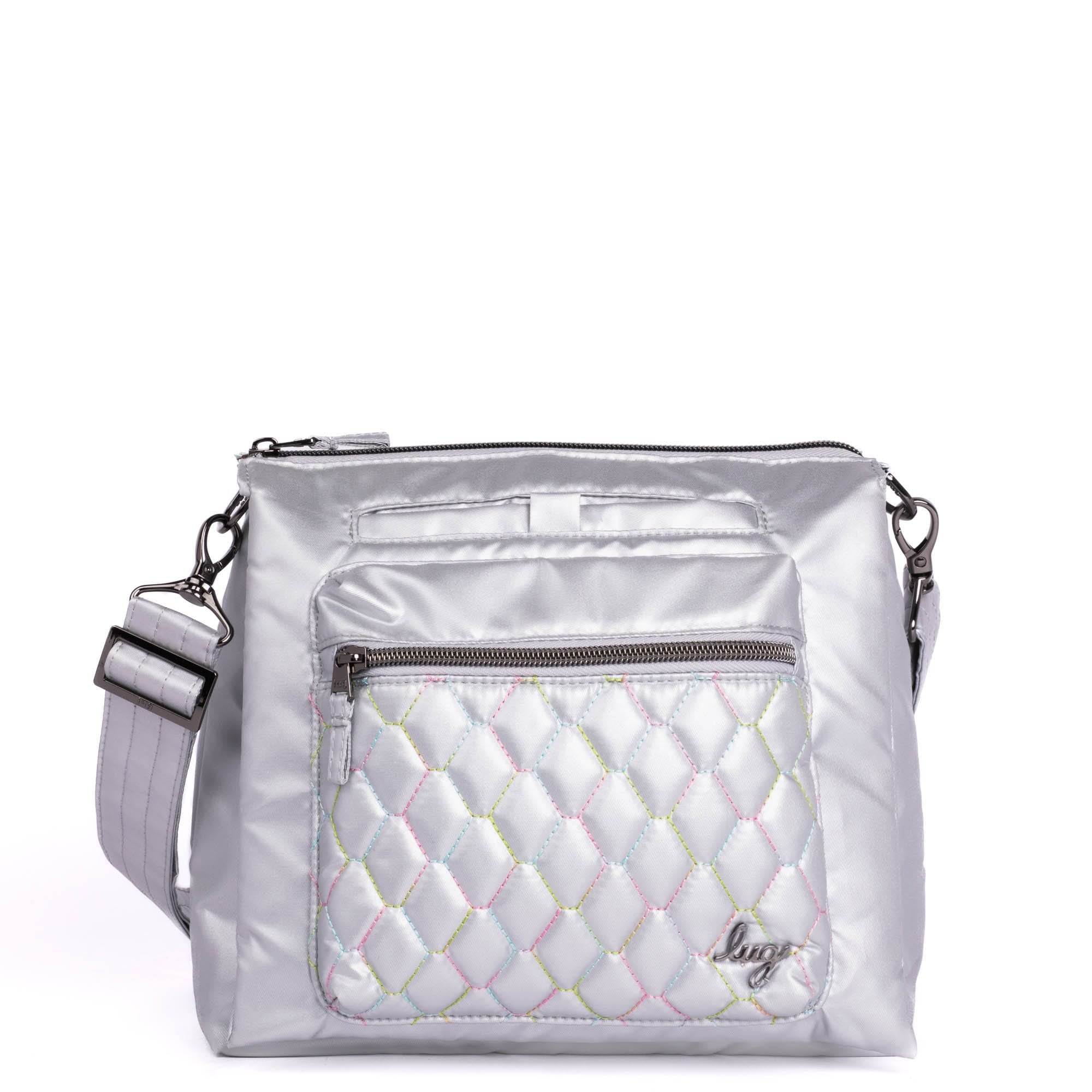Wander Crossbody Bag - METALLIC SILVER ICEPOP STITCH - Wander_MetallicSilver_IcePop_01