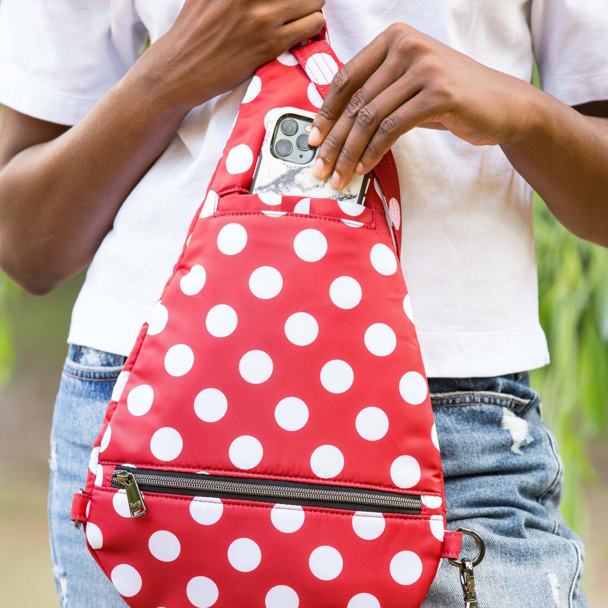 Windsail Sling Bag - CRIMSON LARGE DOT - Windsail-CrimsonLGDot-Feature1
