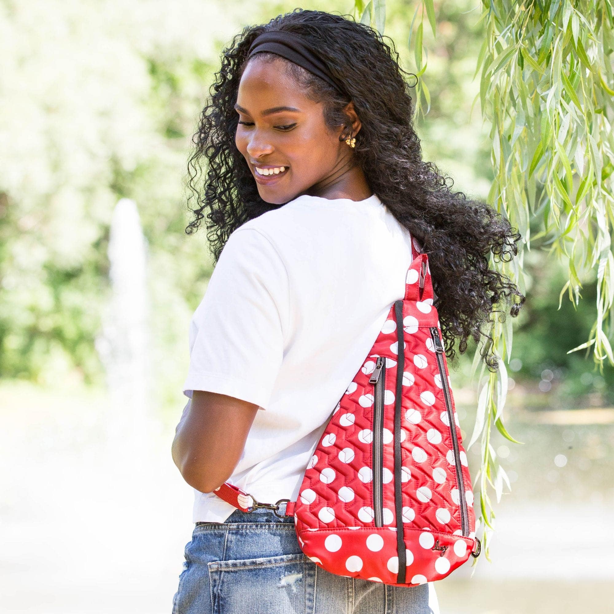 Windsail Sling Bag - CRIMSON LARGE DOT - Windsail-CrimsonLGDot-Model