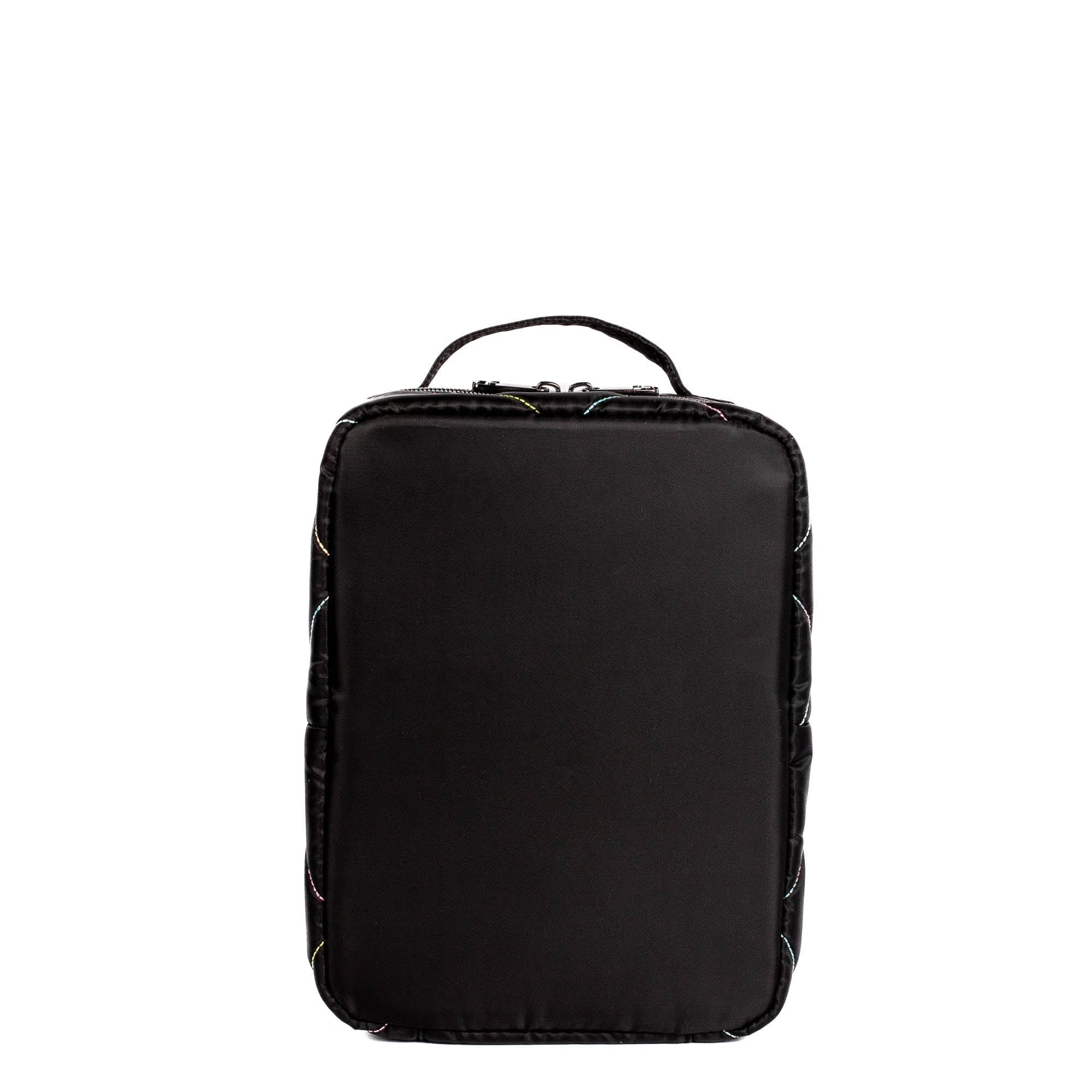 Wingback Hanging Toiletry Case - BLACK RAINBOW STITCH - Wingback_BlackWithRainbow_01