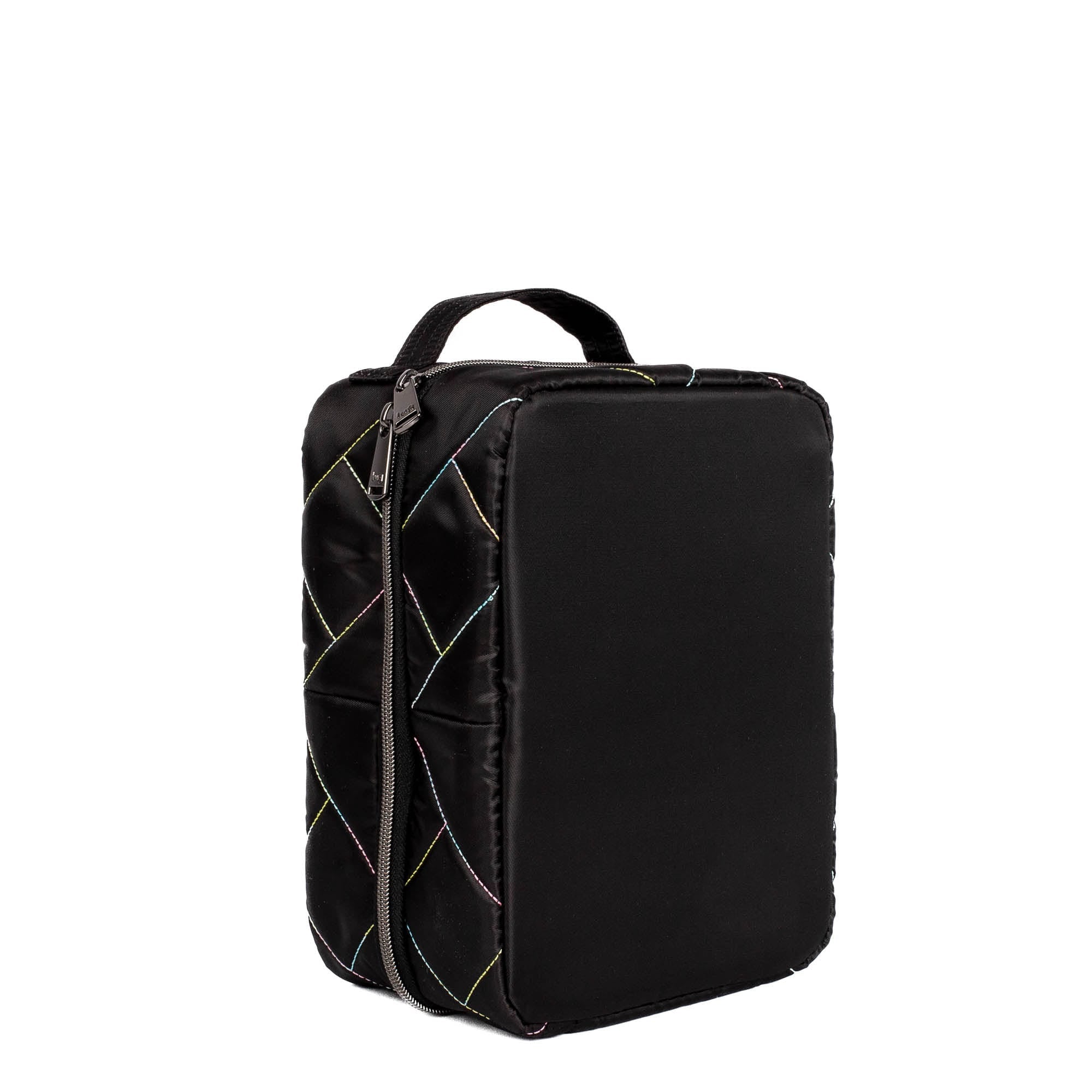 Wingback Hanging Toiletry Case - BLACK RAINBOW STITCH - Wingback_BlackWithRainbow_02