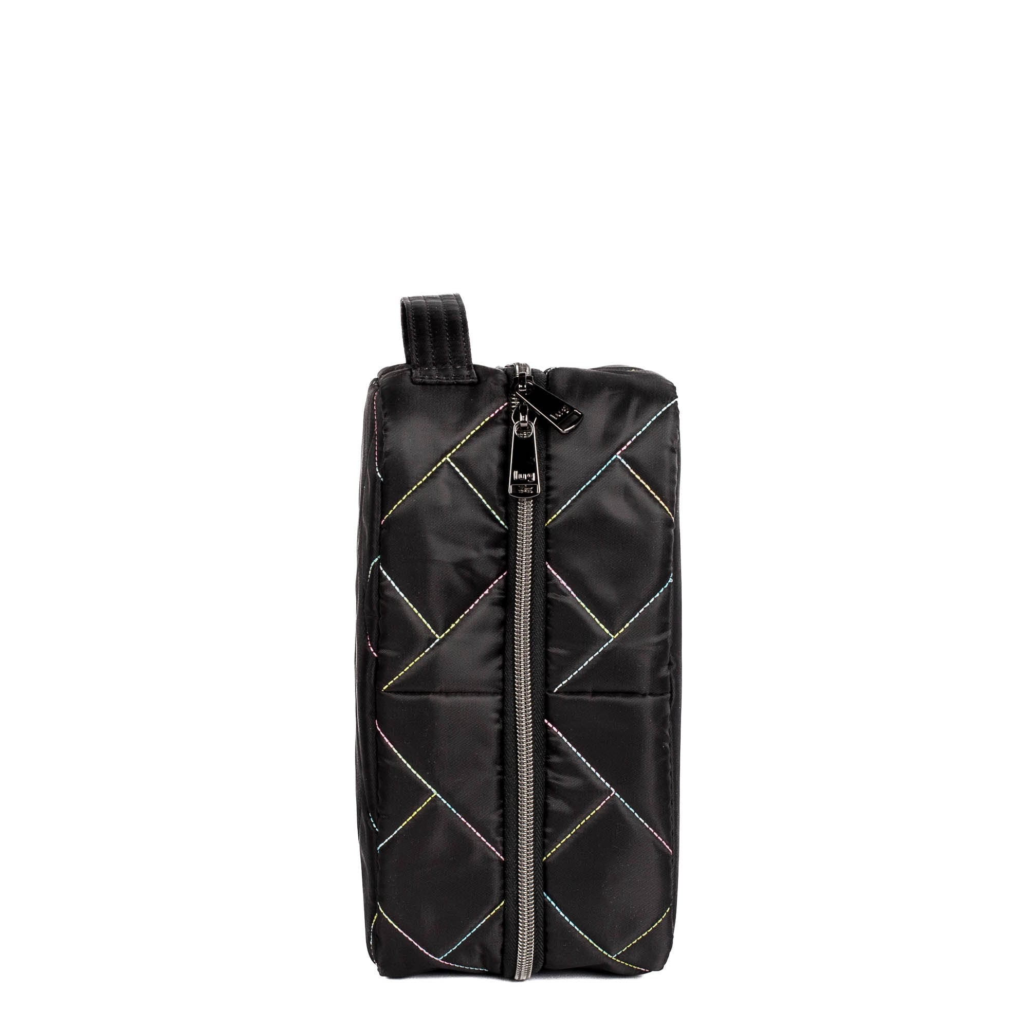 Wingback Hanging Toiletry Case - BLACK RAINBOW STITCH - Wingback_BlackWithRainbow_03