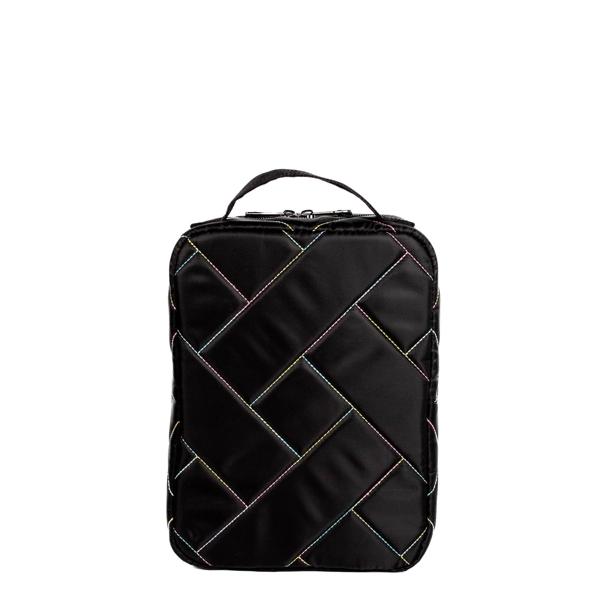 Wingback Hanging Toiletry Case - BLACK RAINBOW STITCH - Wingback_BlackWithRainbow_04
