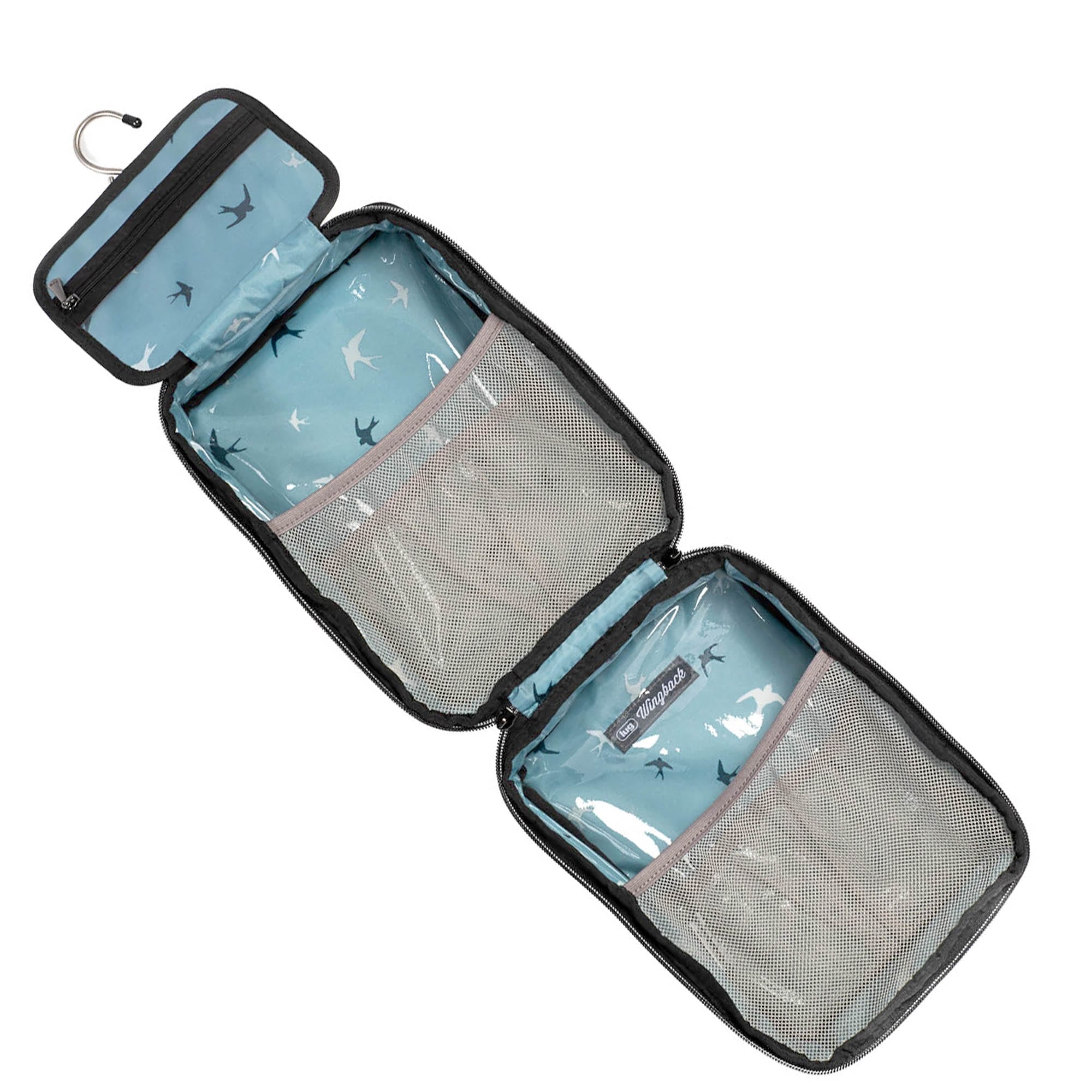 Wingback Hanging Toiletry Case - BLACK RAINBOW STITCH - Wingback_BlackWithRainbow_05