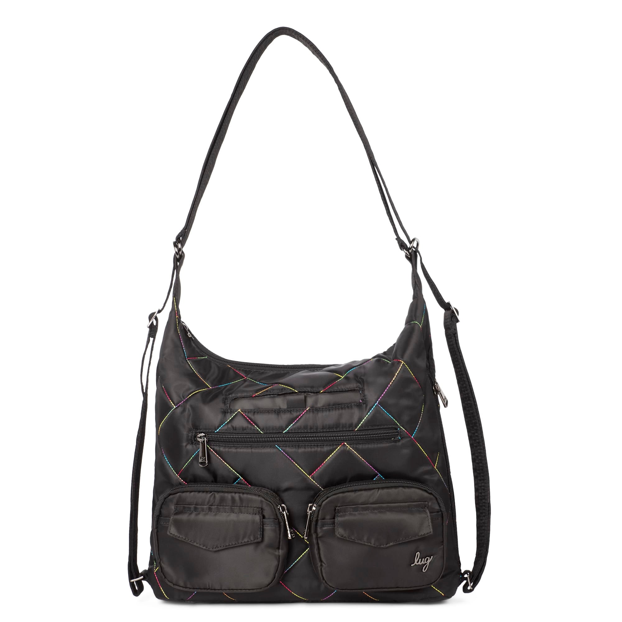 Zipliner 2 Convertible Hobo Bag - BLACK RAINBOW STITCH - Zipliner2_BlackRainbowStitch_01