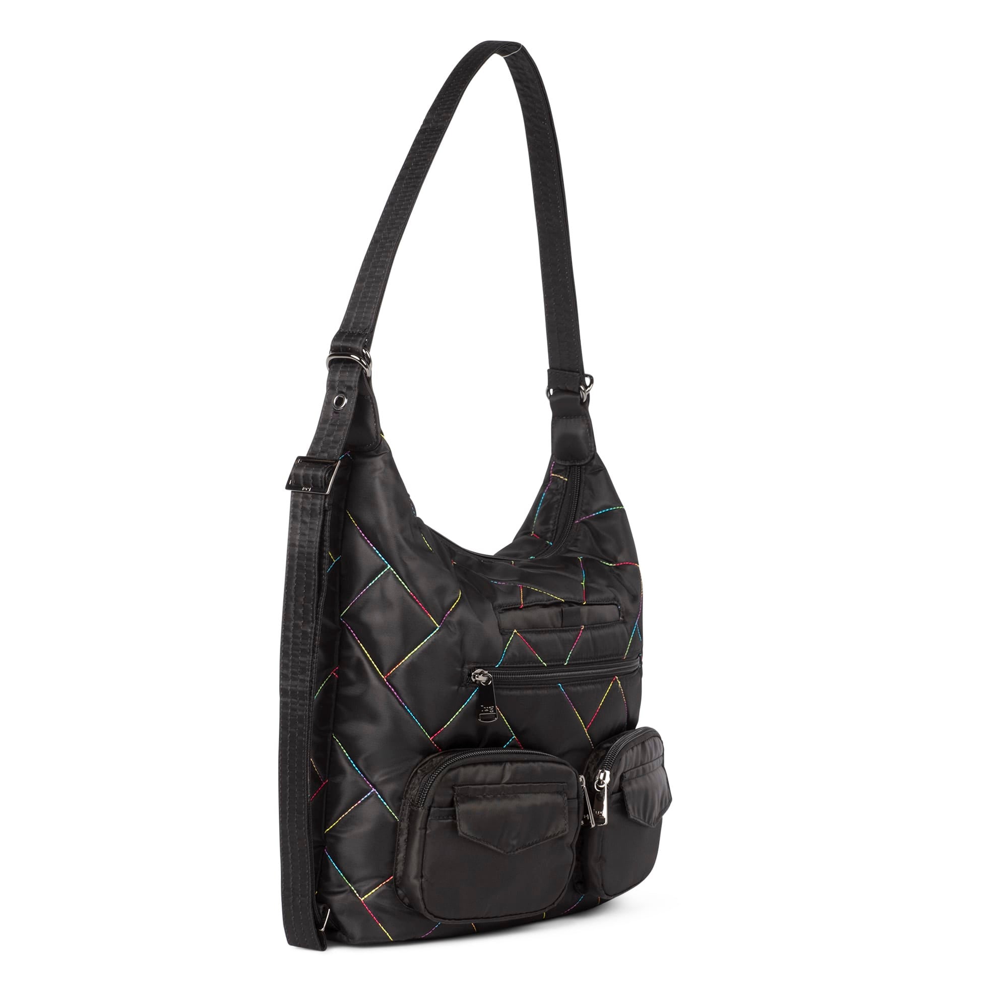 Zipliner 2 Convertible Hobo Bag - BLACK RAINBOW STITCH - Zipliner2_BlackRainbowStitch_02
