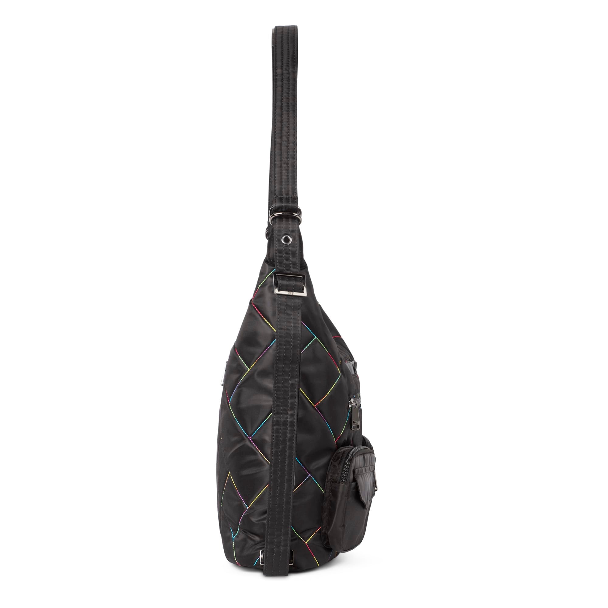 Zipliner 2 Convertible Hobo Bag - BLACK RAINBOW STITCH - Zipliner2_BlackRainbowStitch_03
