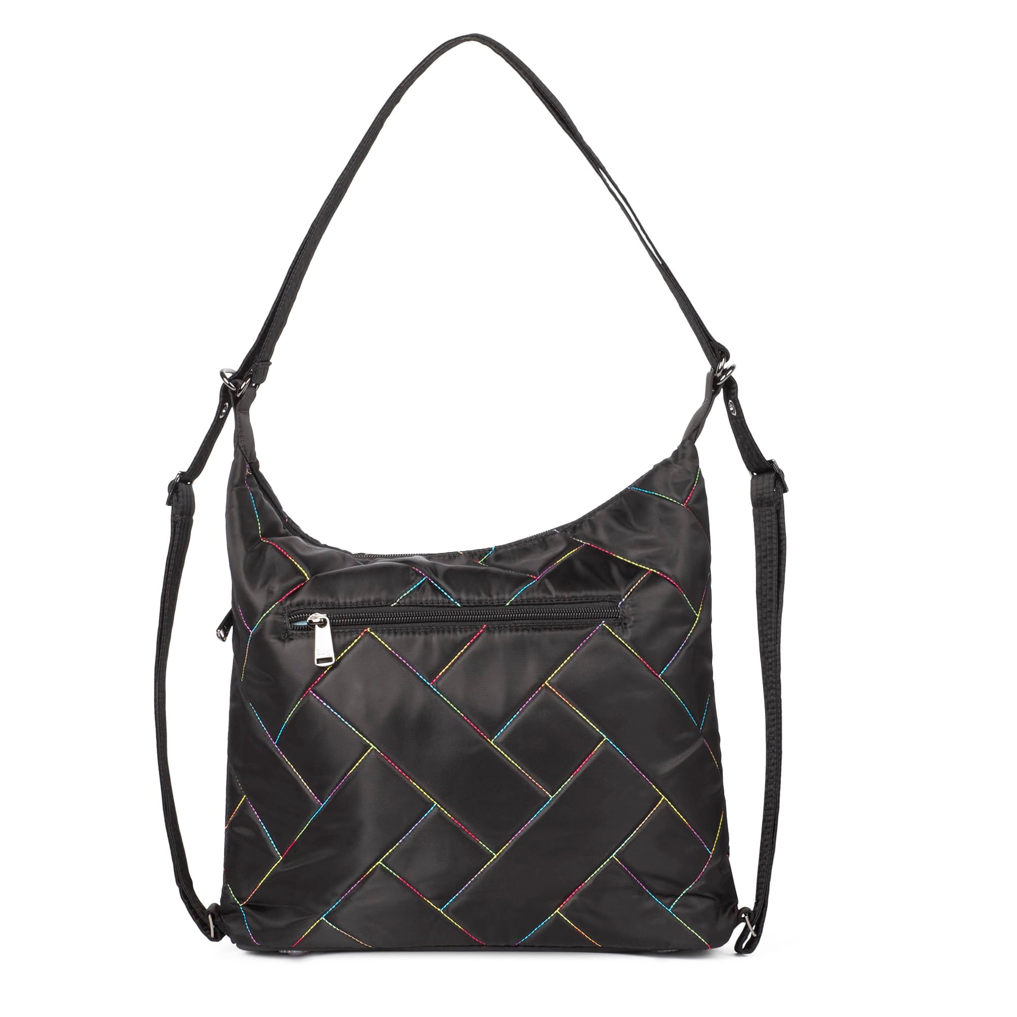 Zipliner 2 Convertible Hobo Bag - BLACK RAINBOW STITCH - Zipliner2_BlackRainbowStitch_04
