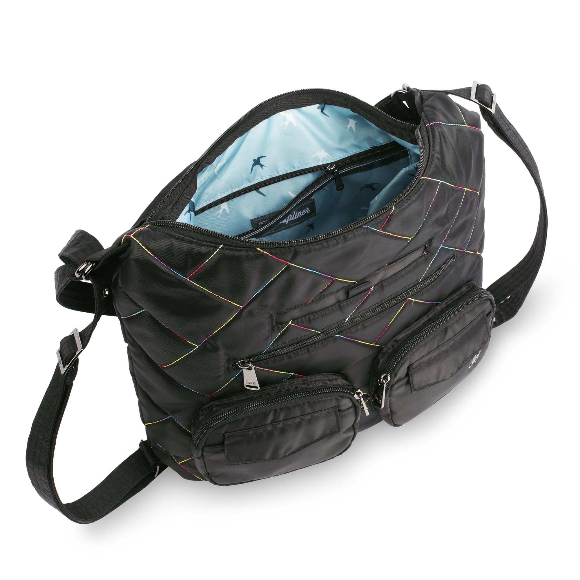 Zipliner 2 Convertible Hobo Bag - BLACK RAINBOW STITCH - Zipliner2_BlackRainbowStitch_05
