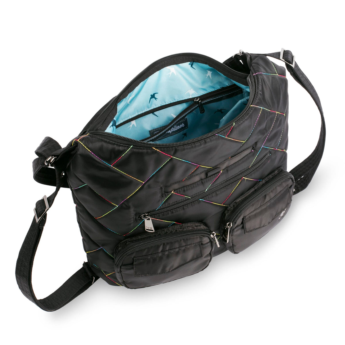 Zipliner 2 Convertible Hobo Bag - BLACK RAINBOW STITCH - Zipliner2_BlackRainbowStitch_05