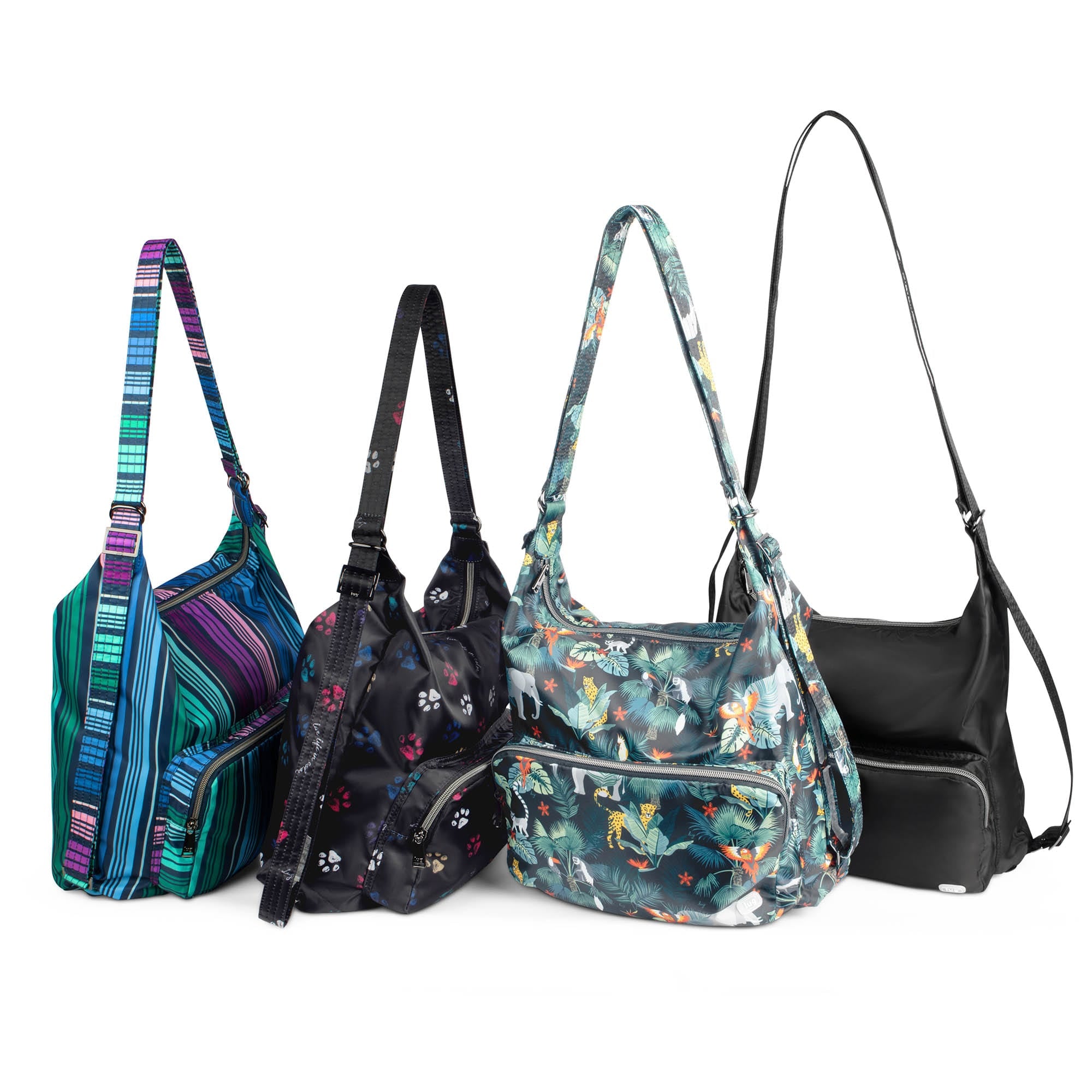 Lug Large Crossbody Zipliner Packable Wildlife Black