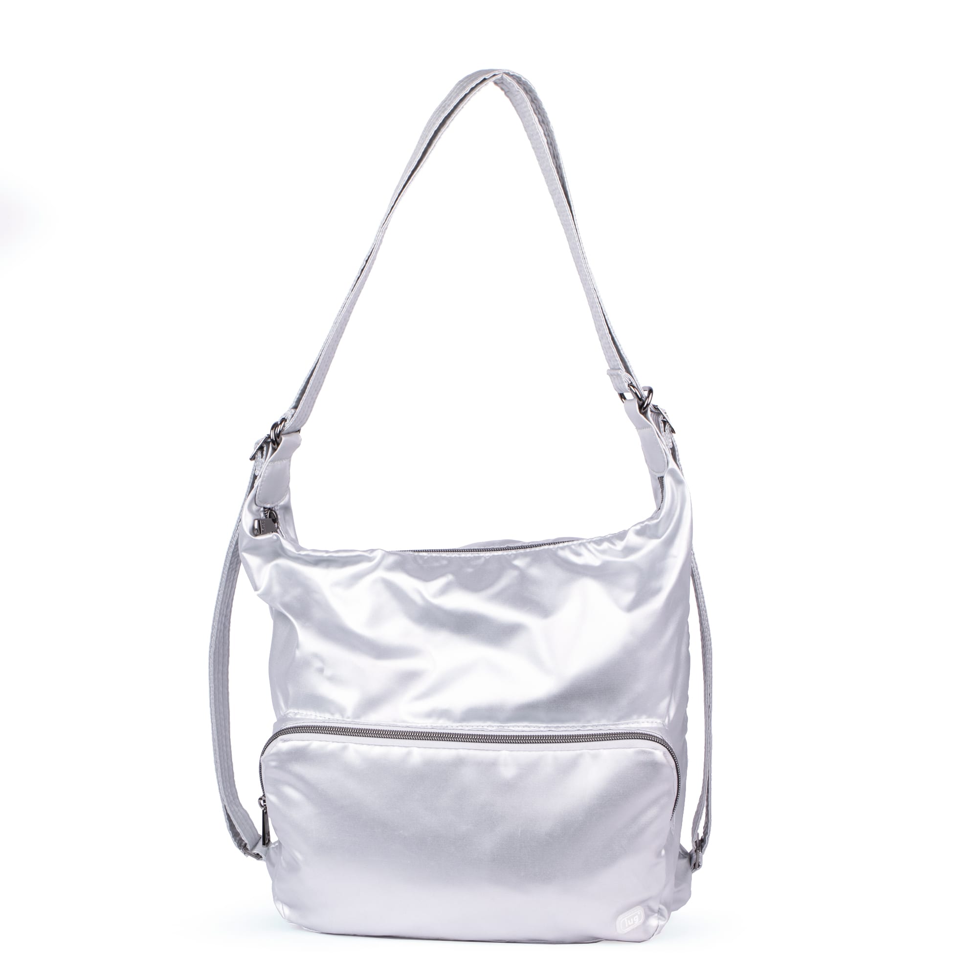 Zipliner Packable Convertible Hobo Bag - METALLIC SILVER - ZiplinerPackable_MetallicSilver_01