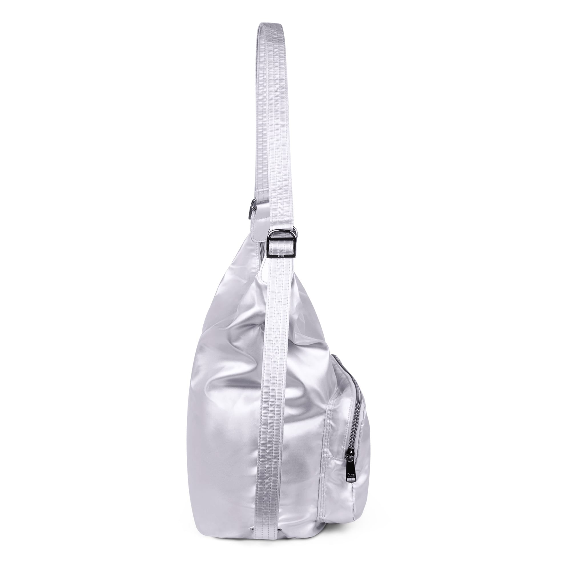Zipliner Packable Convertible Hobo Bag - METALLIC SILVER - ZiplinerPackable_MetallicSilver_03