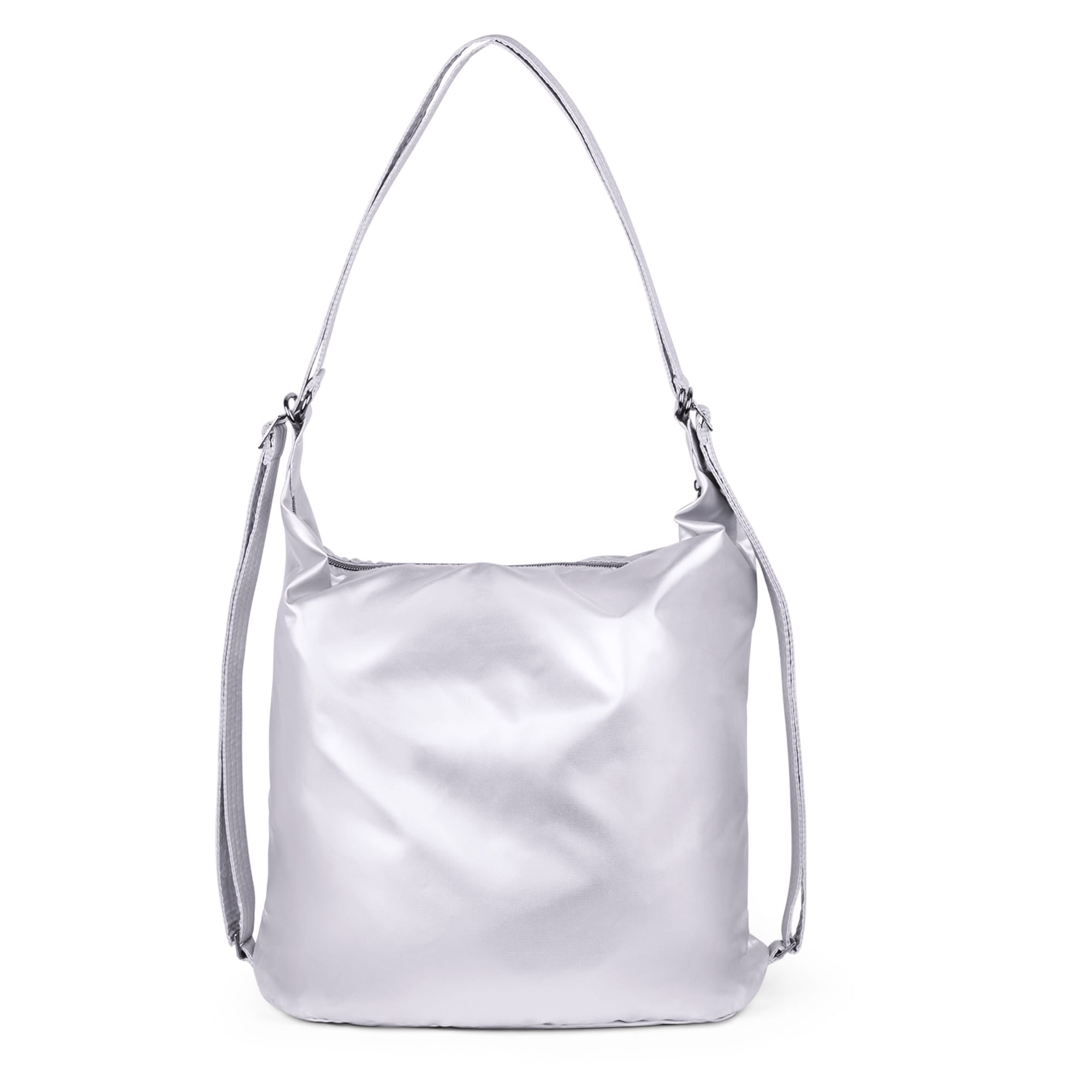 Zipliner Packable Convertible Hobo Bag - METALLIC SILVER - ZiplinerPackable_MetallicSilver_04
