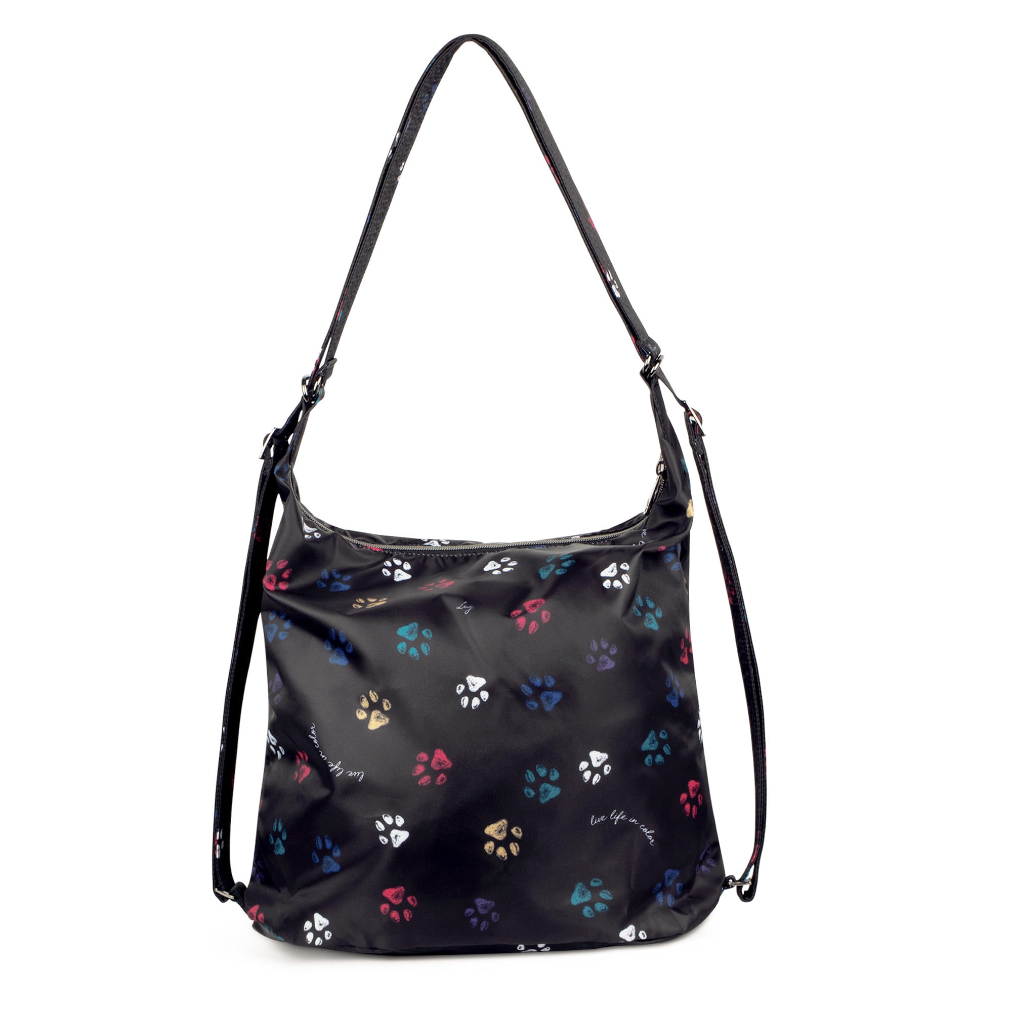 Zipliner Packable Convertible Hobo Bag - PAWS BLACK - ZiplinerPackable_PawsBlack_04