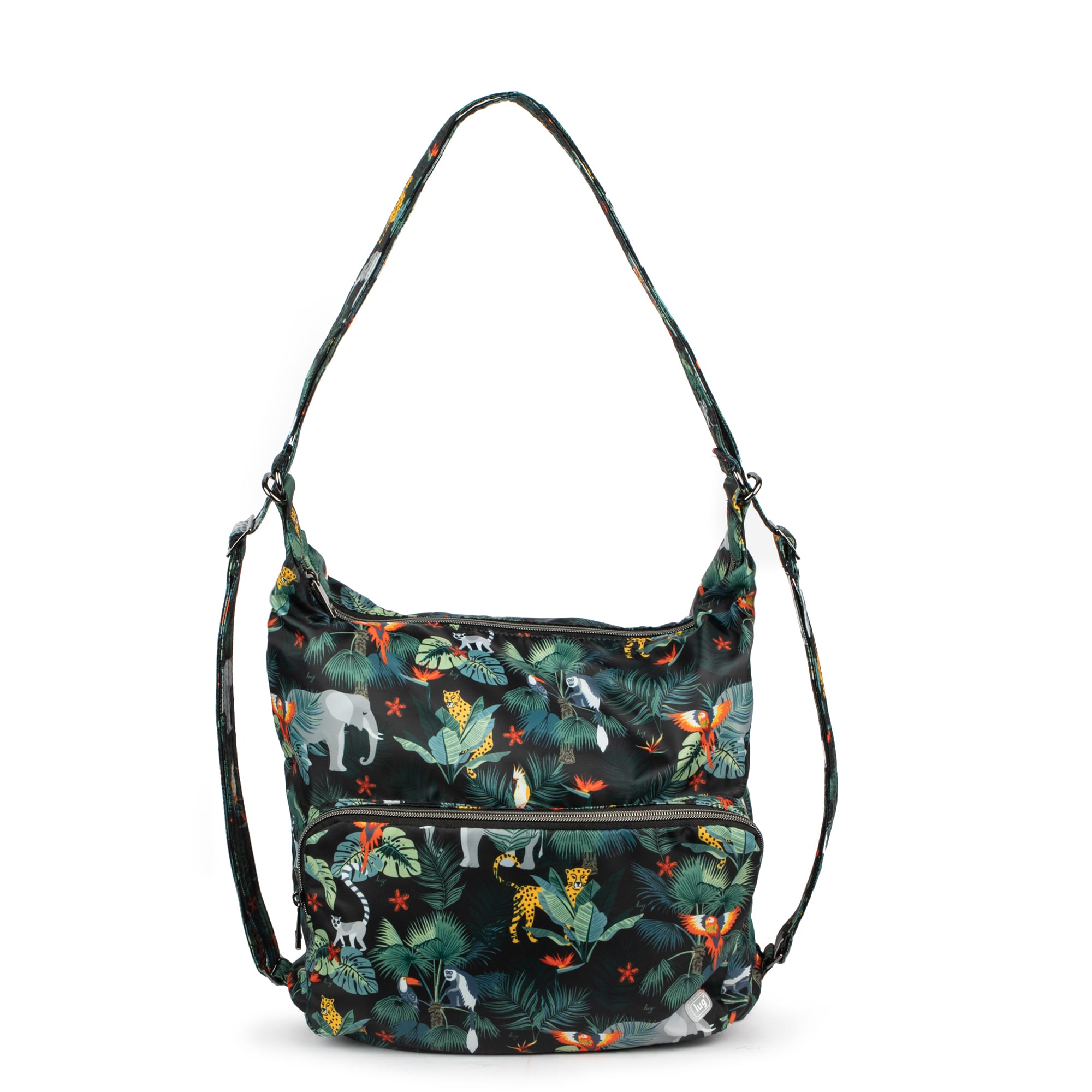Zipliner Packable Convertible Hobo Bag - WILDLIFE BLACK - ZiplinerPackable_WildlifeBlack_01