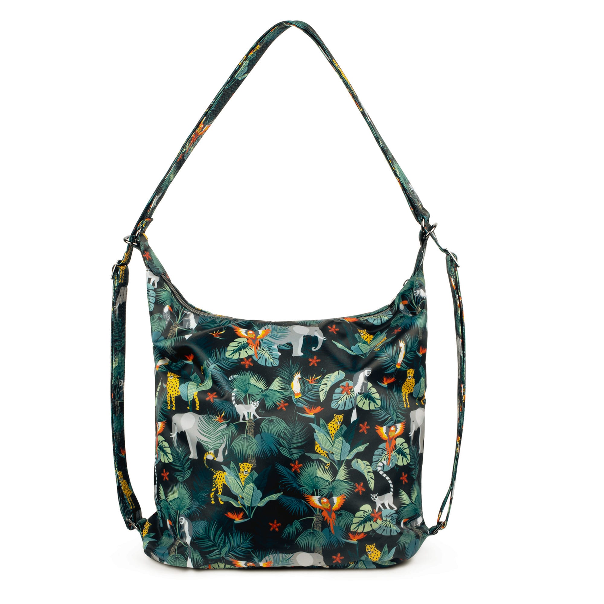 Zipliner Packable Convertible Hobo Bag - WILDLIFE BLACK - ZiplinerPackable_WildlifeBlack_04