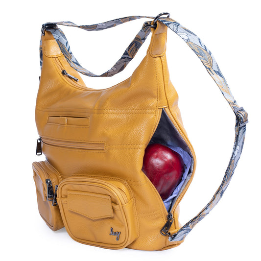 Zipliner Classic VL Convertible Hobo Bag - - ZiplinerVL_AmberYellowLilyGreyStrap_05