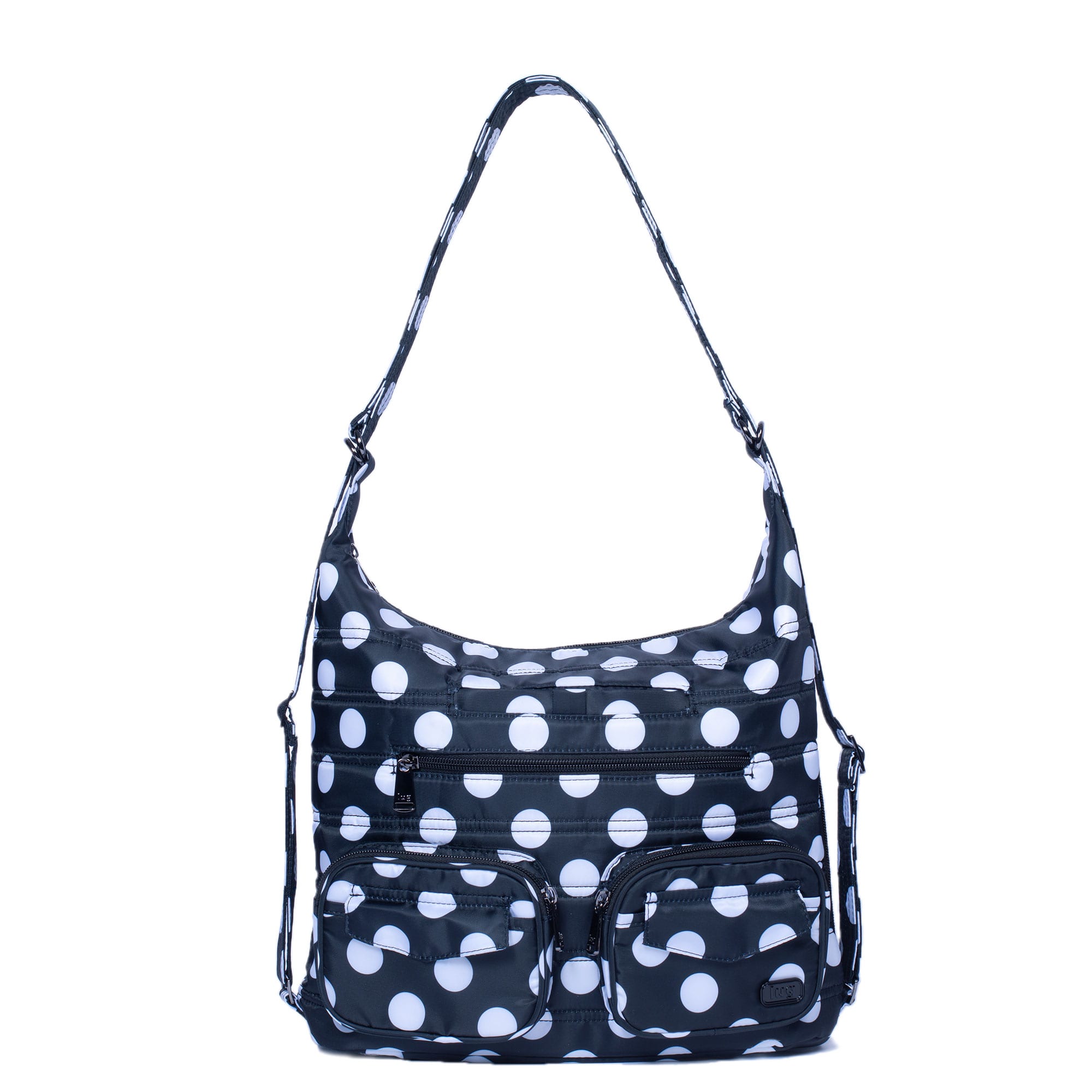 Zipliner Convertible Hobo Bag - BLACK LARGE DOT - Zipliner_BlackLGDot_01