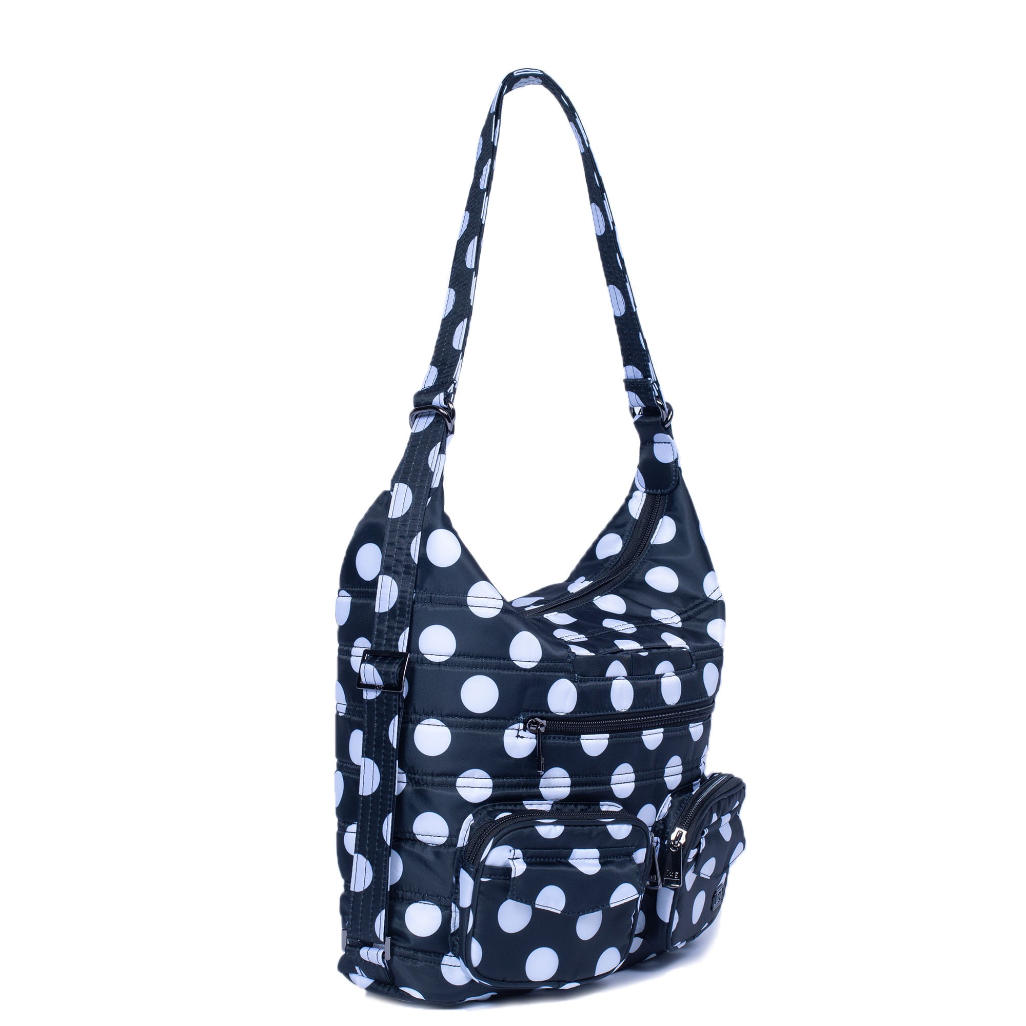 Zipliner Convertible Hobo Bag - BLACK LARGE DOT - Zipliner_BlackLGDot_02