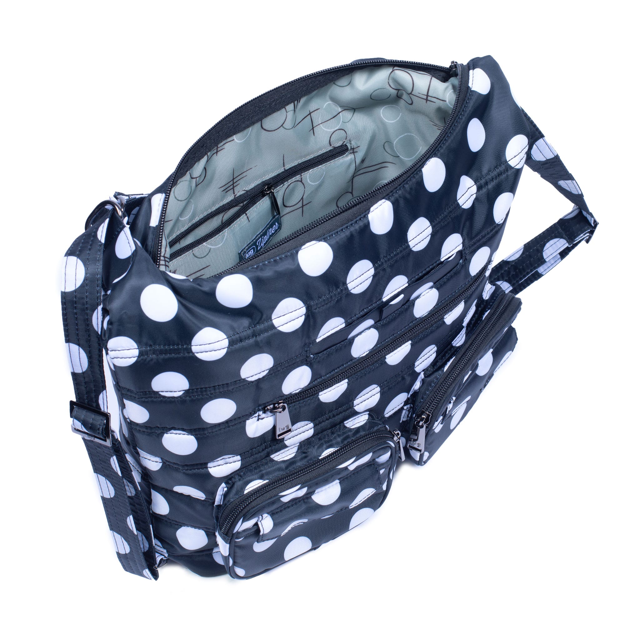 Zipliner Convertible Hobo Bag - BLACK LARGE DOT - Zipliner_BlackLGDot_05