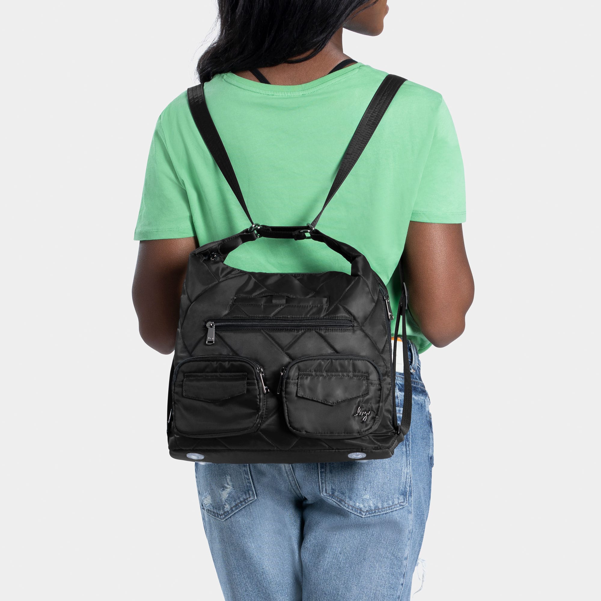 Zipliner 2 Convertible Hobo Bag - MIDNIGHT BLACK - Zipliner_Black_Model_02