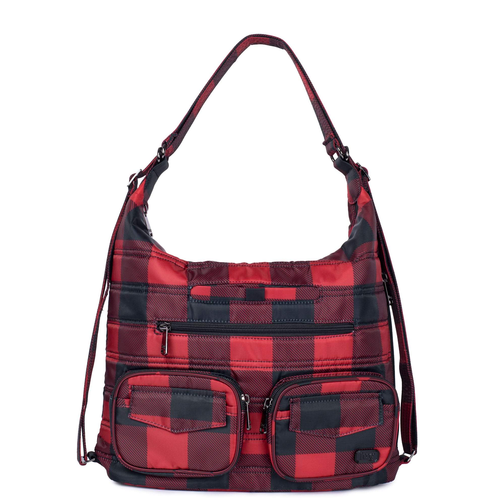 Zipliner Convertible Hobo Bag - FLORET PURPLE - Zipliner_BuffaloCheckRed_01