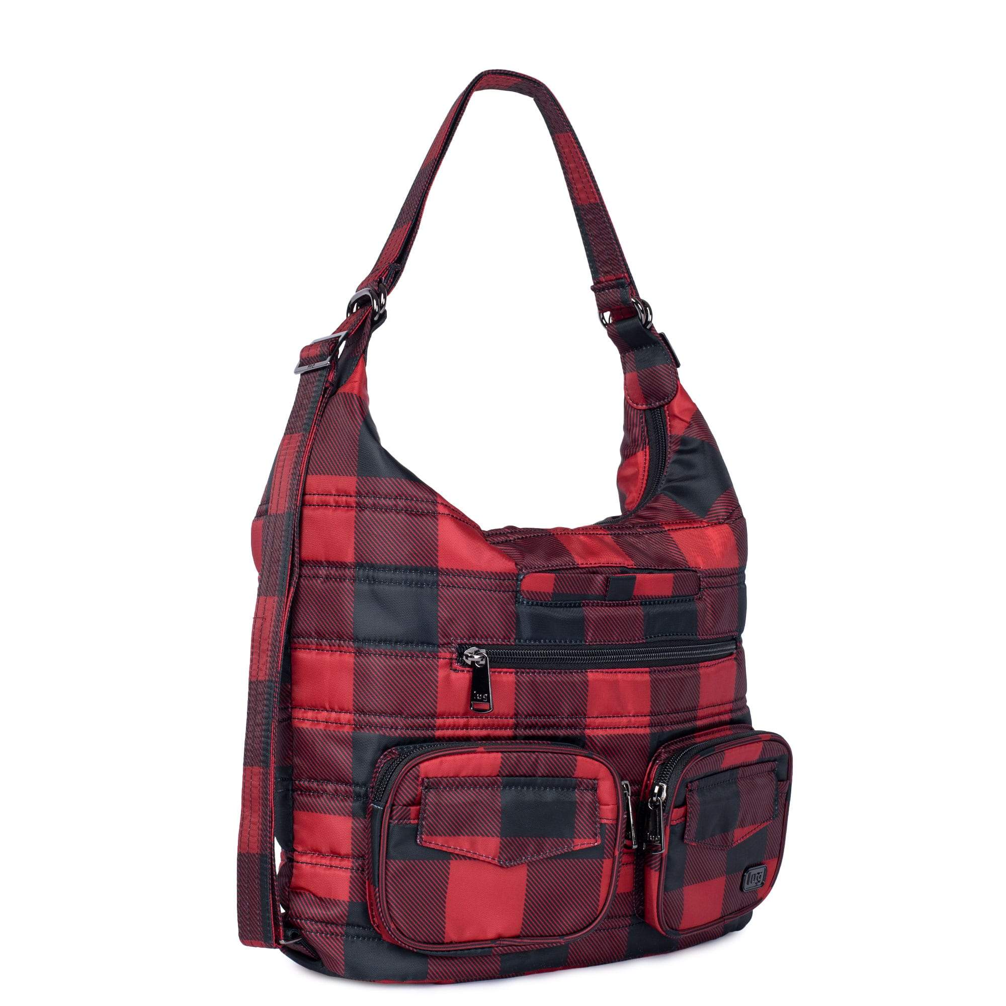 Zipliner Convertible Hobo Bag - FLORET PURPLE - Zipliner_BuffaloCheckRed_02