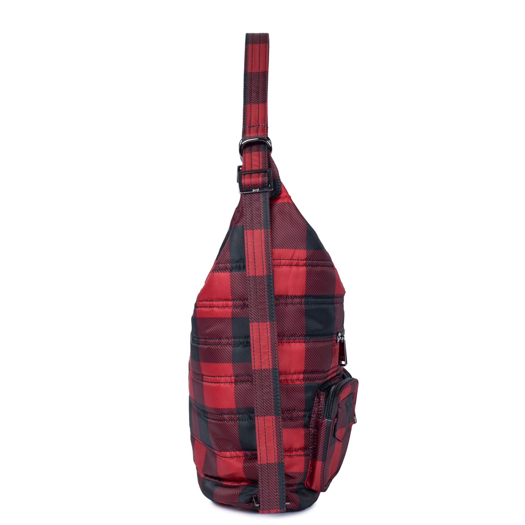 Zipliner Convertible Hobo Bag - FLORET PURPLE - Zipliner_BuffaloCheckRed_03