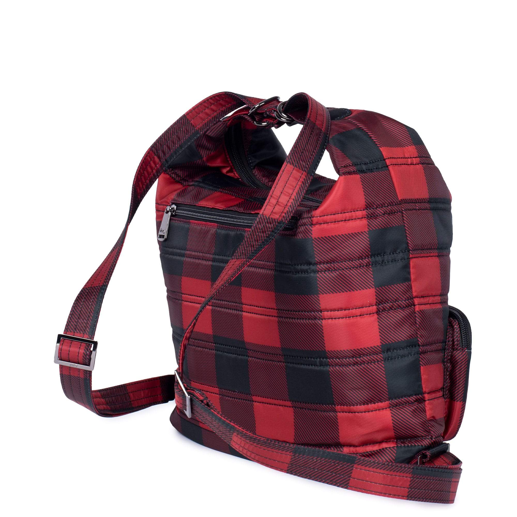 Zipliner Convertible Hobo Bag - FLORET PURPLE - Zipliner_BuffaloCheckRed_04a