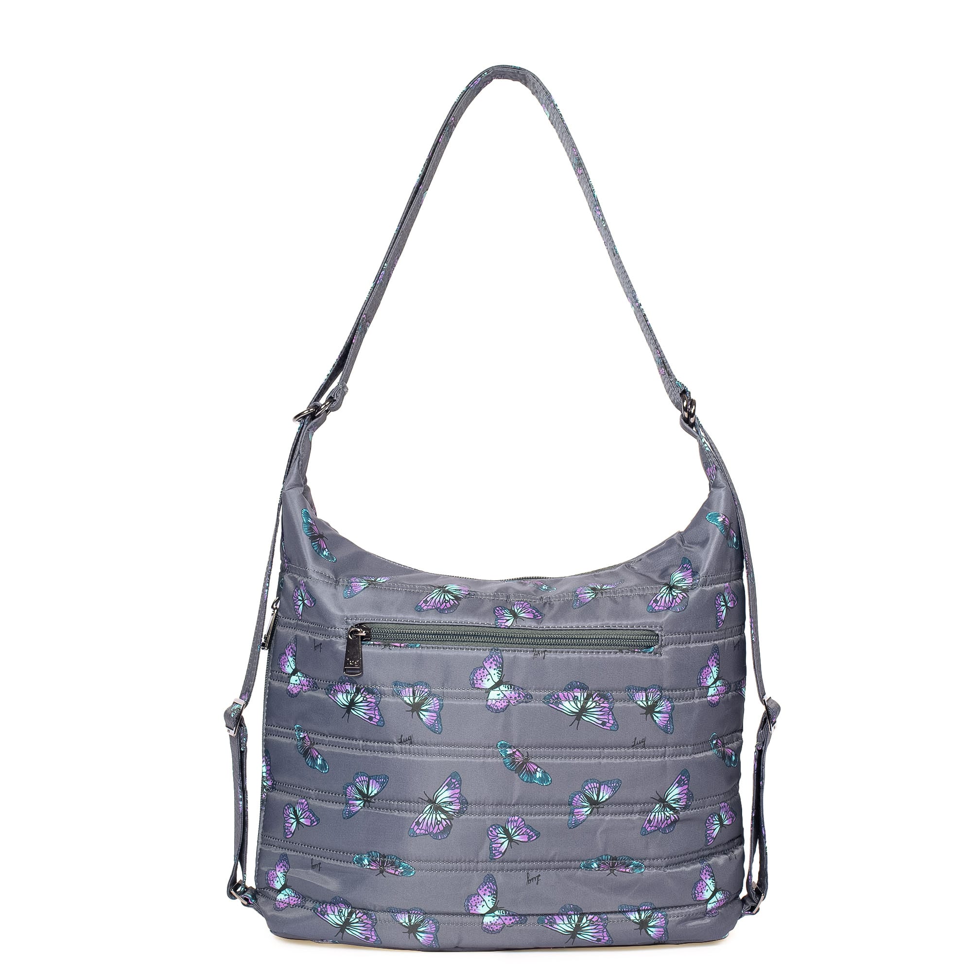 Zipliner Convertible Hobo Bag - BUTTERFLY GREY - Zipliner_ButterflyGrey_04