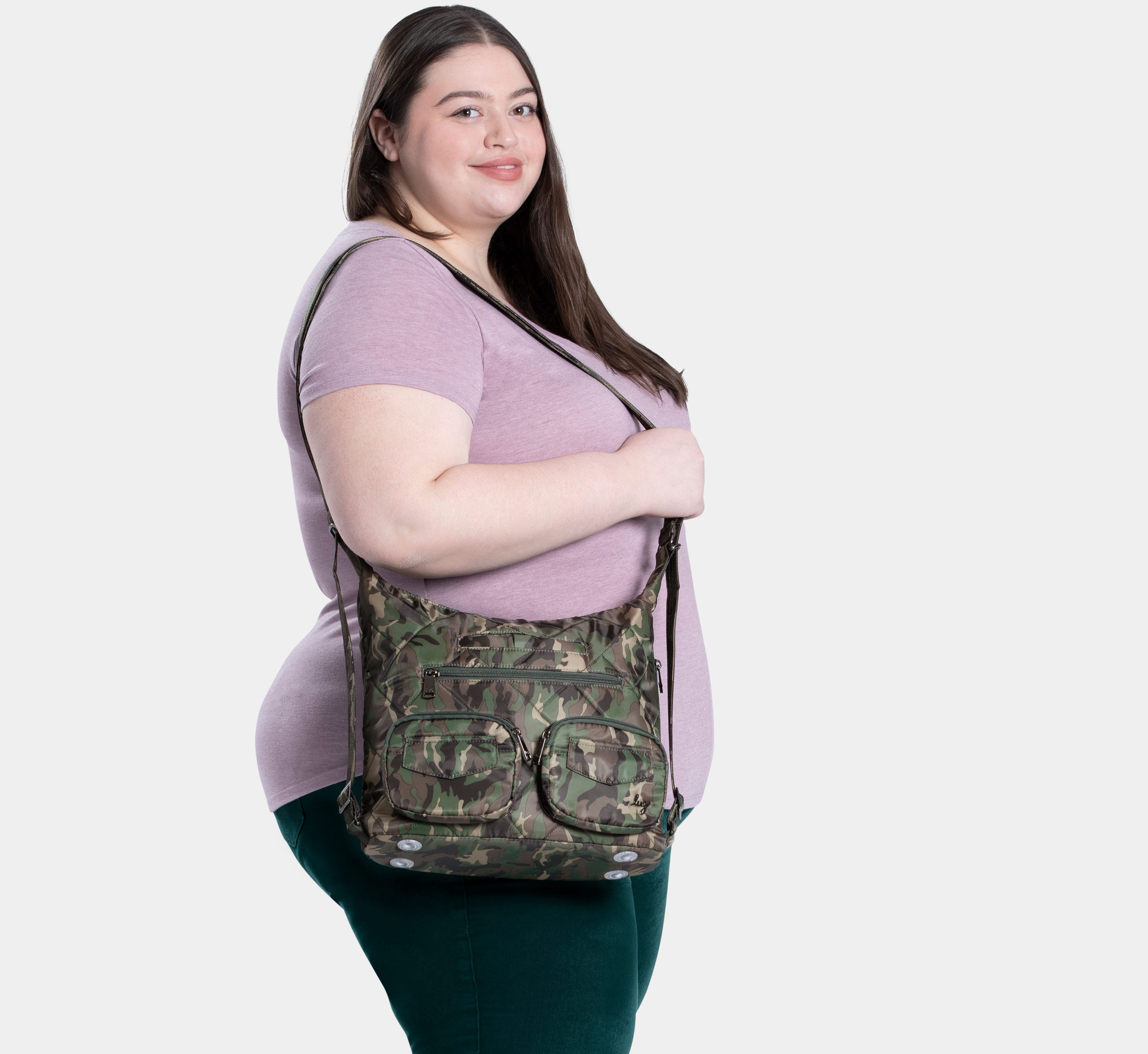 Zipliner 2 Convertible Hobo Bag - CAMO GREEN - Zipliner_CamoGreen_Model_02