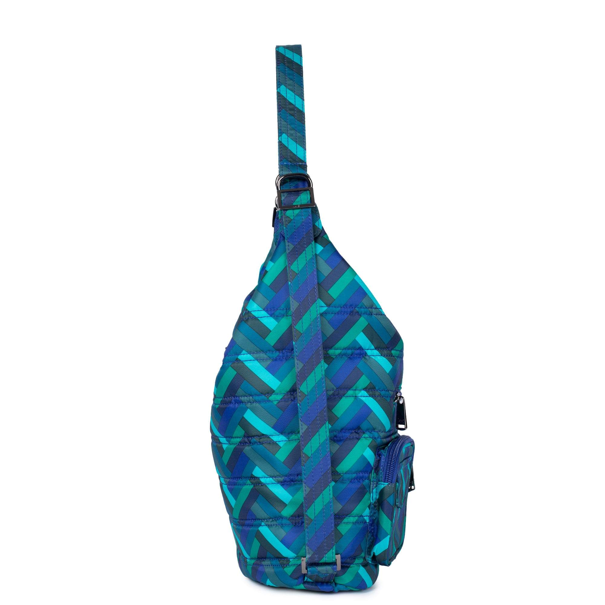 Zipliner Convertible Hobo Bag - HERRINGBONE AQUA - Zipliner_HerringboneAqua_03