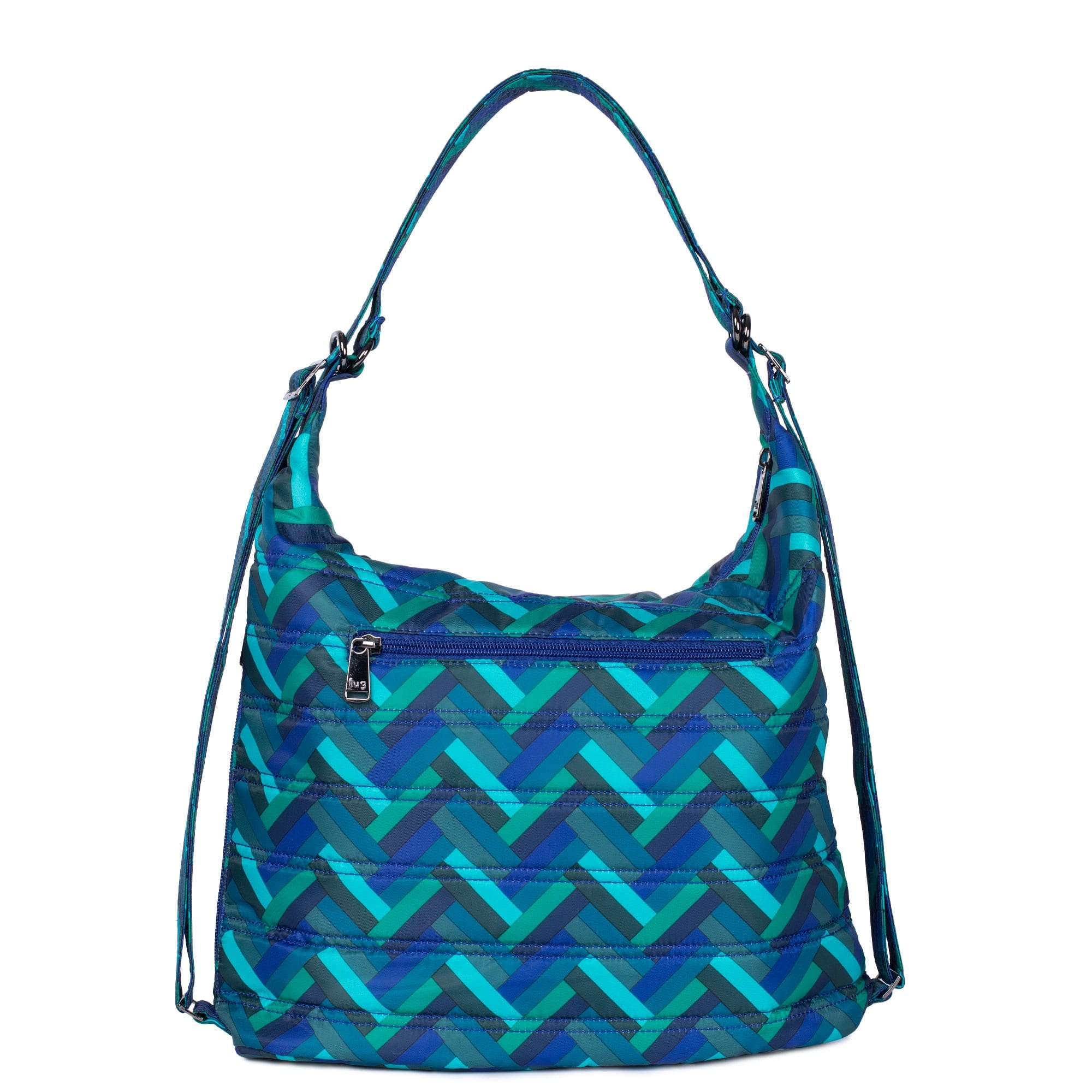 Zipliner Convertible Hobo Bag - HERRINGBONE AQUA - Zipliner_HerringboneAqua_04