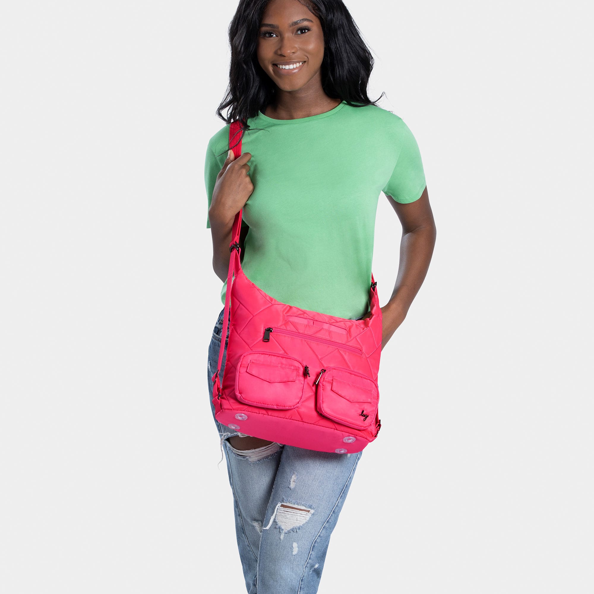 Zipliner 2 Convertible Hobo Bag - MAGENTA - Zipliner_Magenta_Model_01