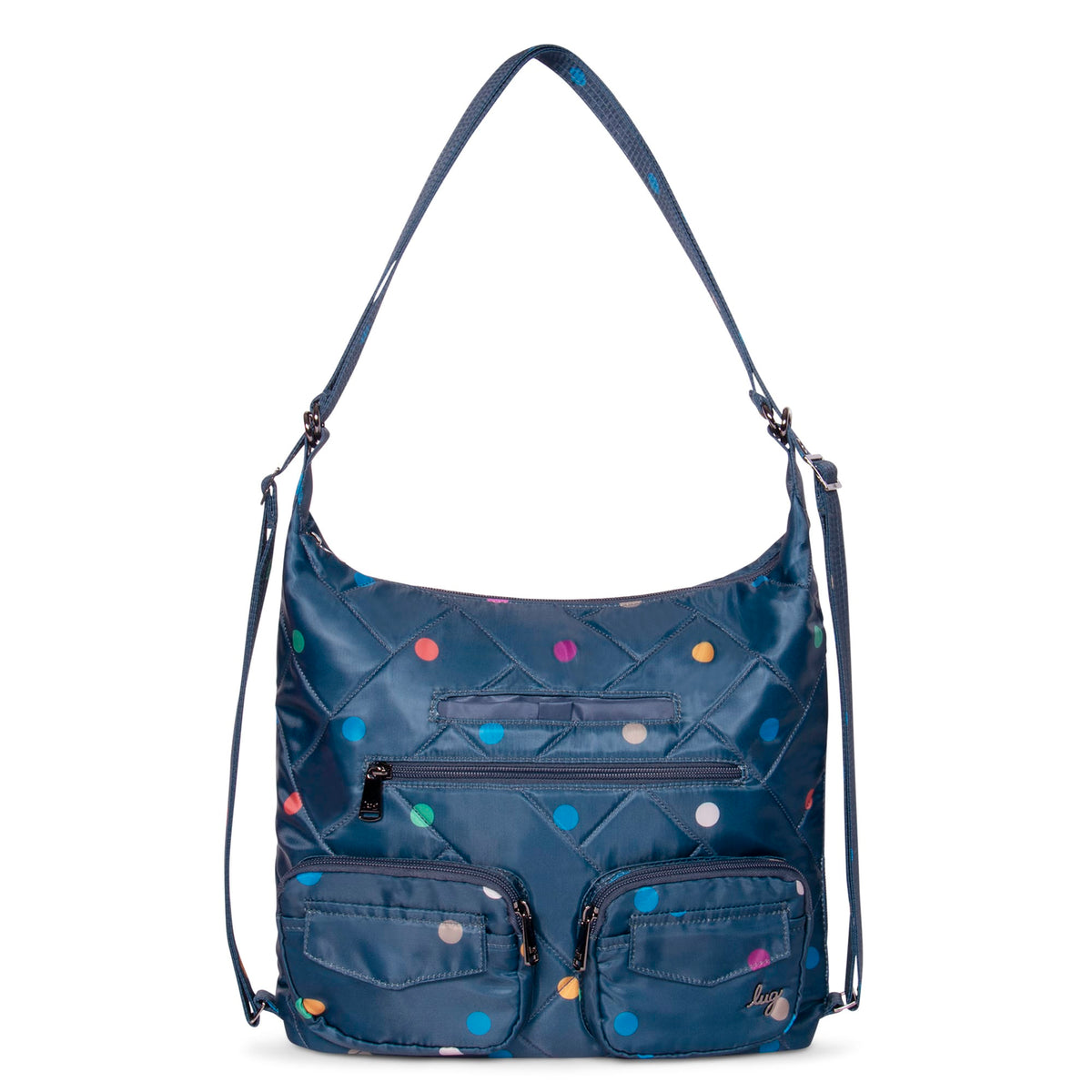 Zipliner 2 Convertible Hobo Bag - MULTI DOTS NAVY - Zipliner_MultiBlueDot_01