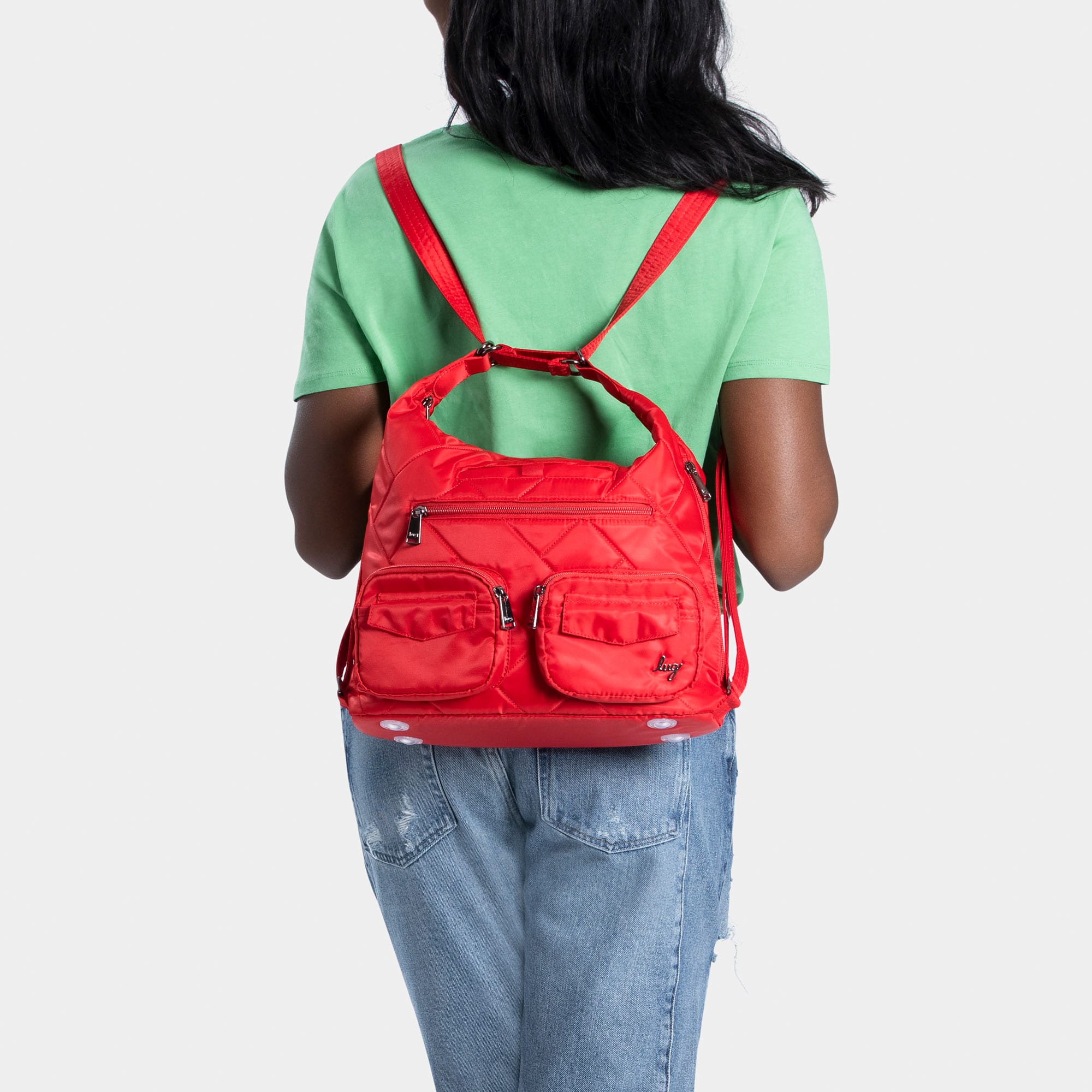 Zipliner 2 Convertible Hobo Bag - POPPY RED - Zipliner_Poppy-Red_Model_02
