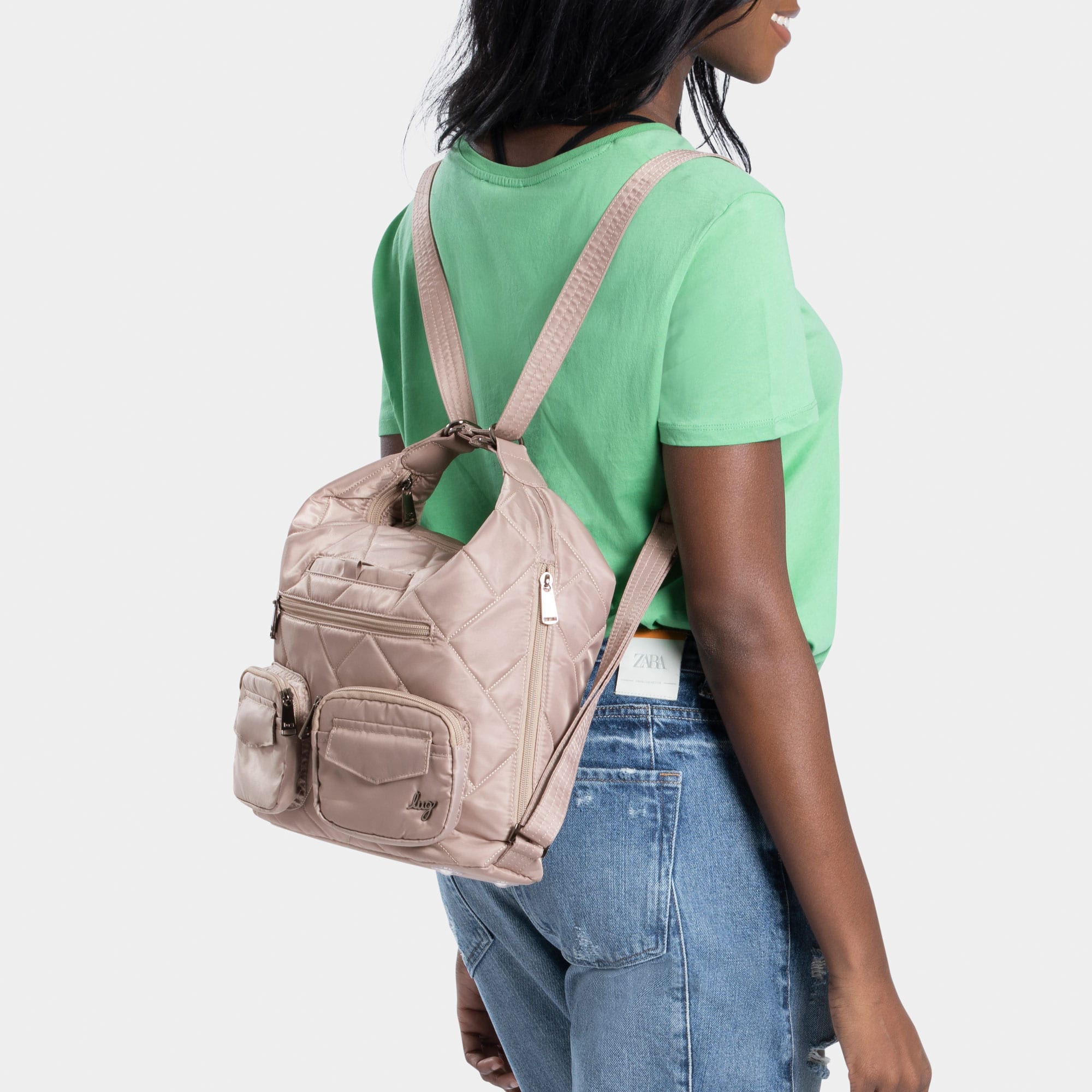 Zipliner 2 Convertible Hobo Bag - SAND TAUPE - Zipliner_SandTaupe_Model_01